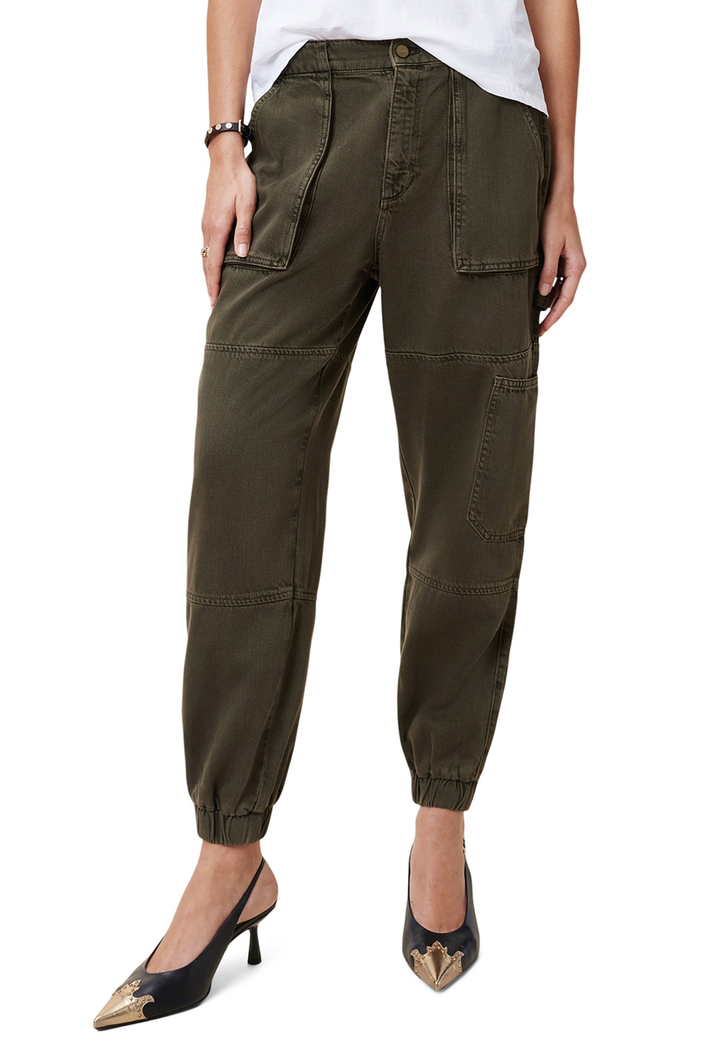 MILA DENIM TROUSER KHAKI GREEN 1