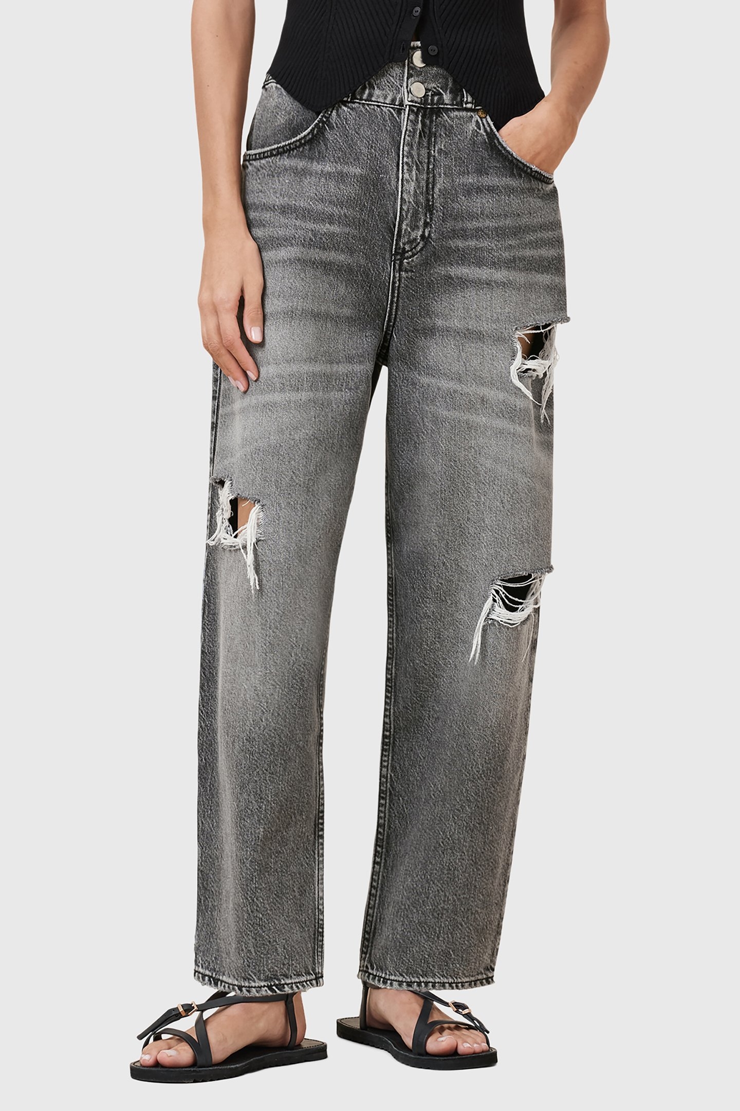 DAISY TAPERED JEAN WASHED GREY 1