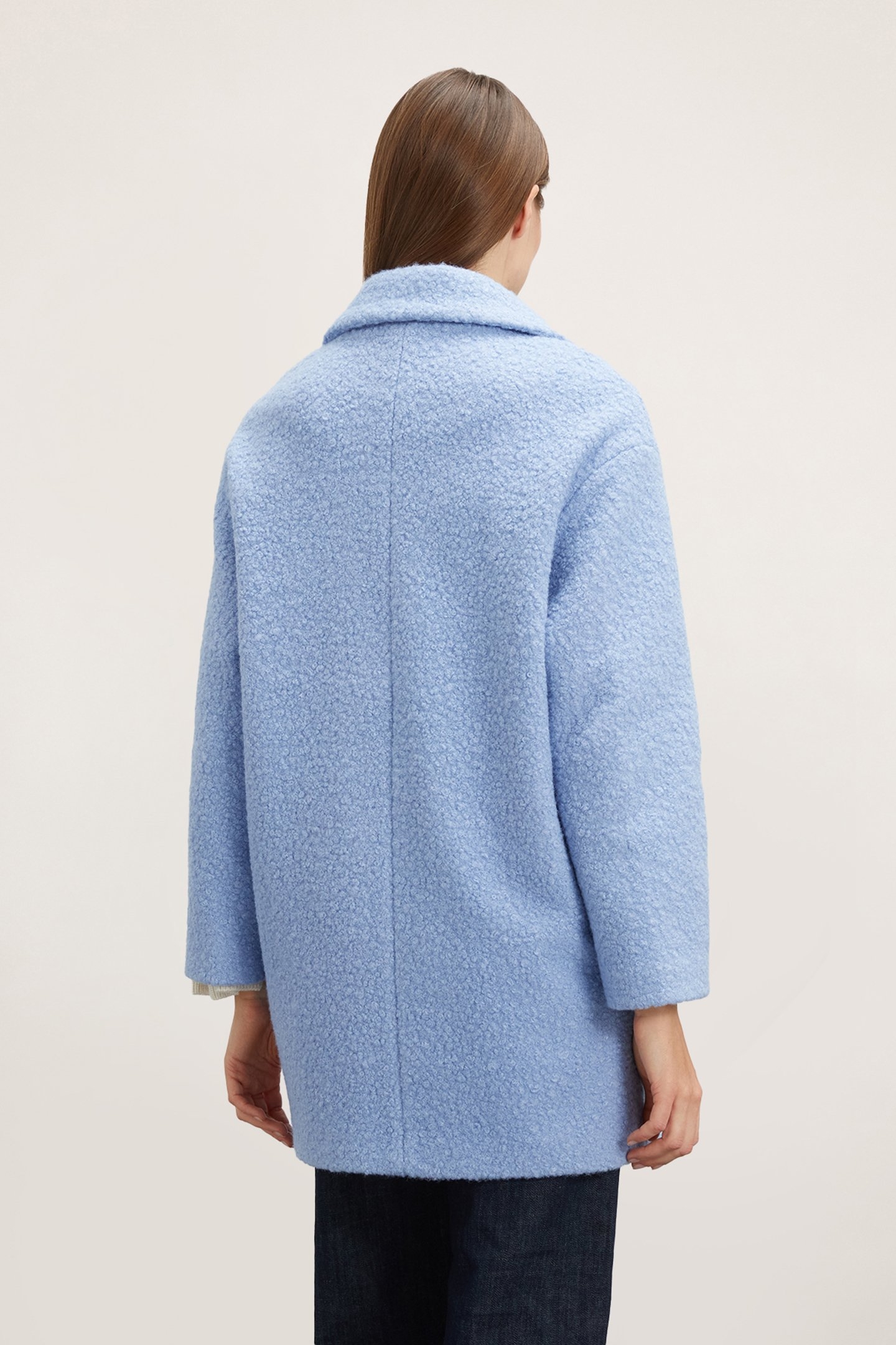 SINGLE-BREASTED BOUCLÉ CLOTH COAT SKY BLUE 2