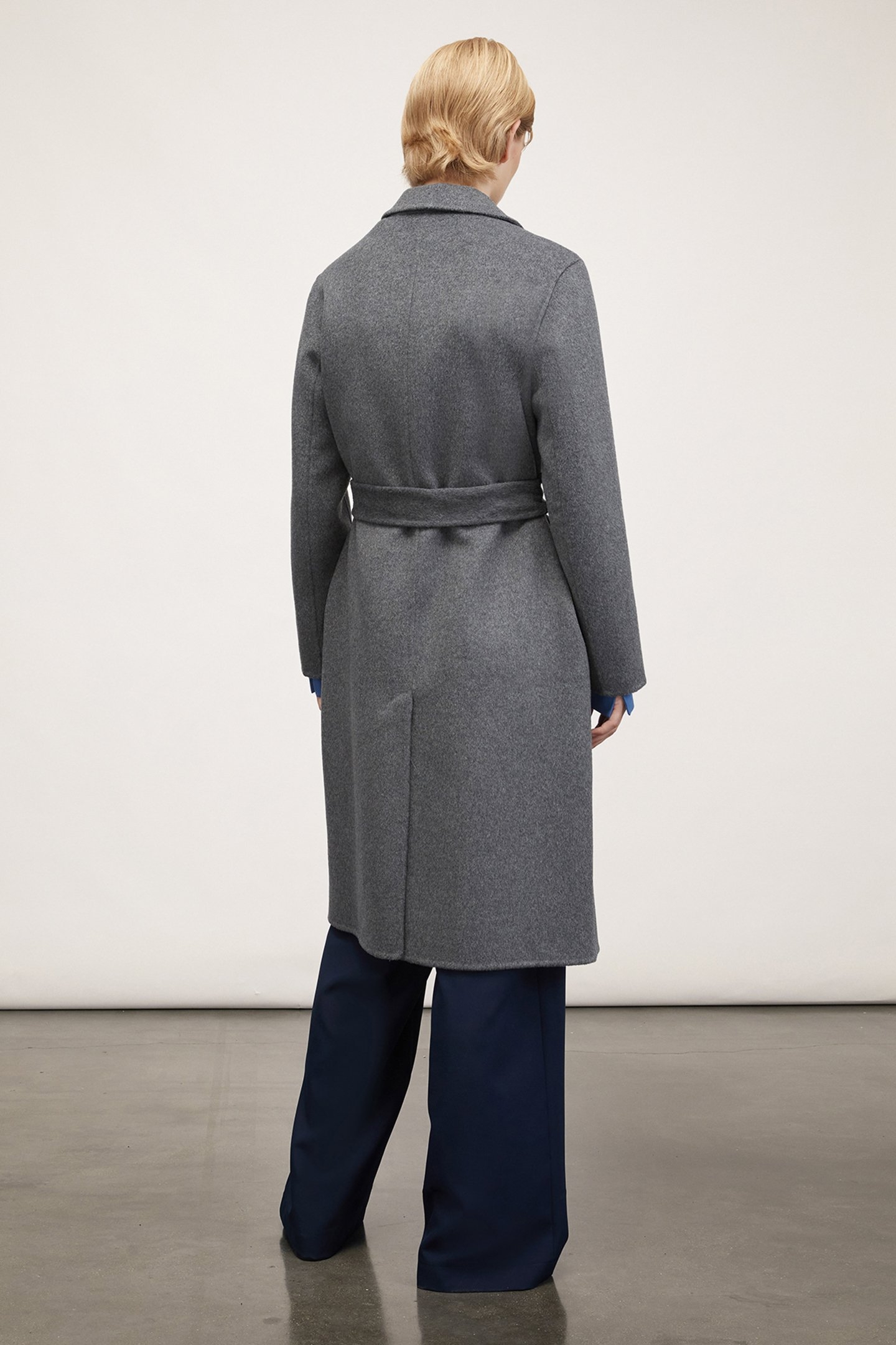 SINGLE-BREASTED DOUBLE CLOTH MIDI COAT GREY 3
