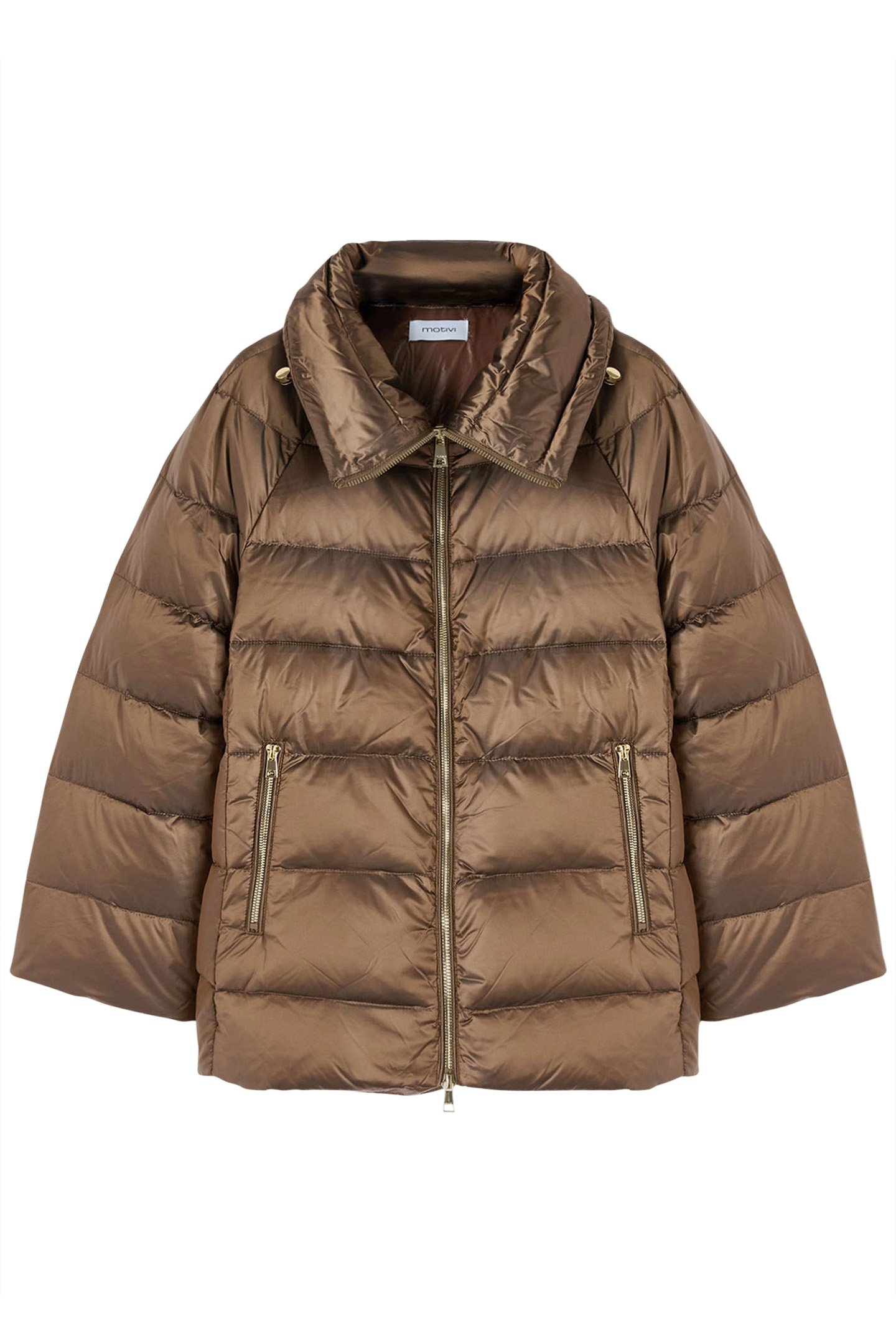 GENUINE DOWN JACKET WITH HIGH COLLAR BROWN 4