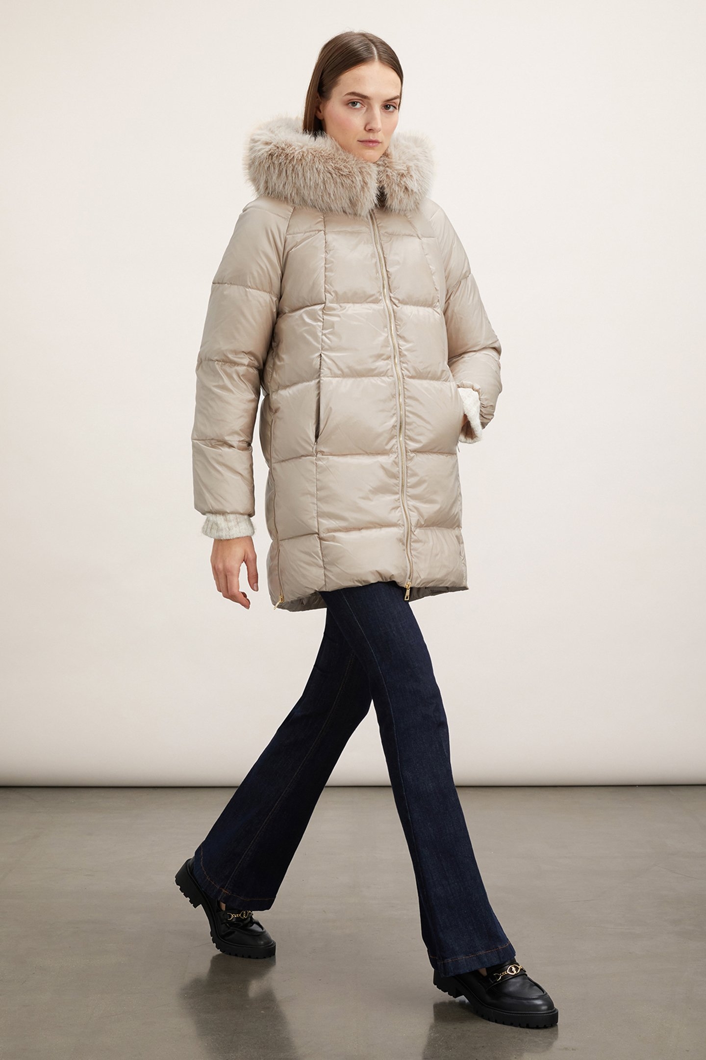 PADDED JACKET WITH HOOD BEIGE 3