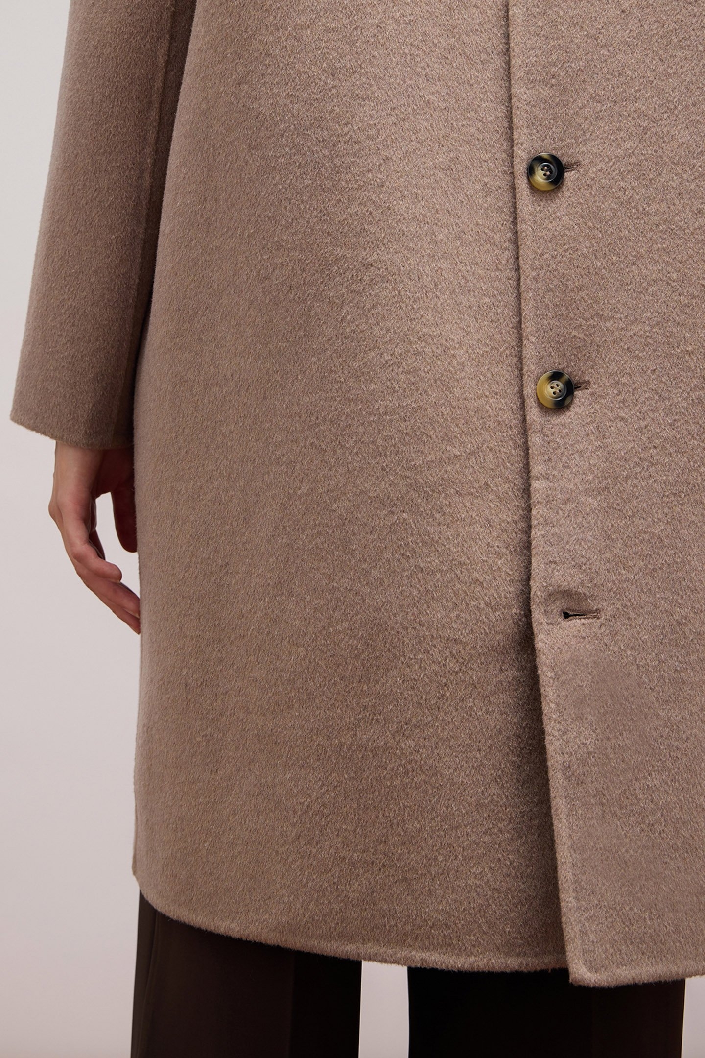 WOOL BLEND HOODED COAT WITH DETACHABLE COWL BROWN 5