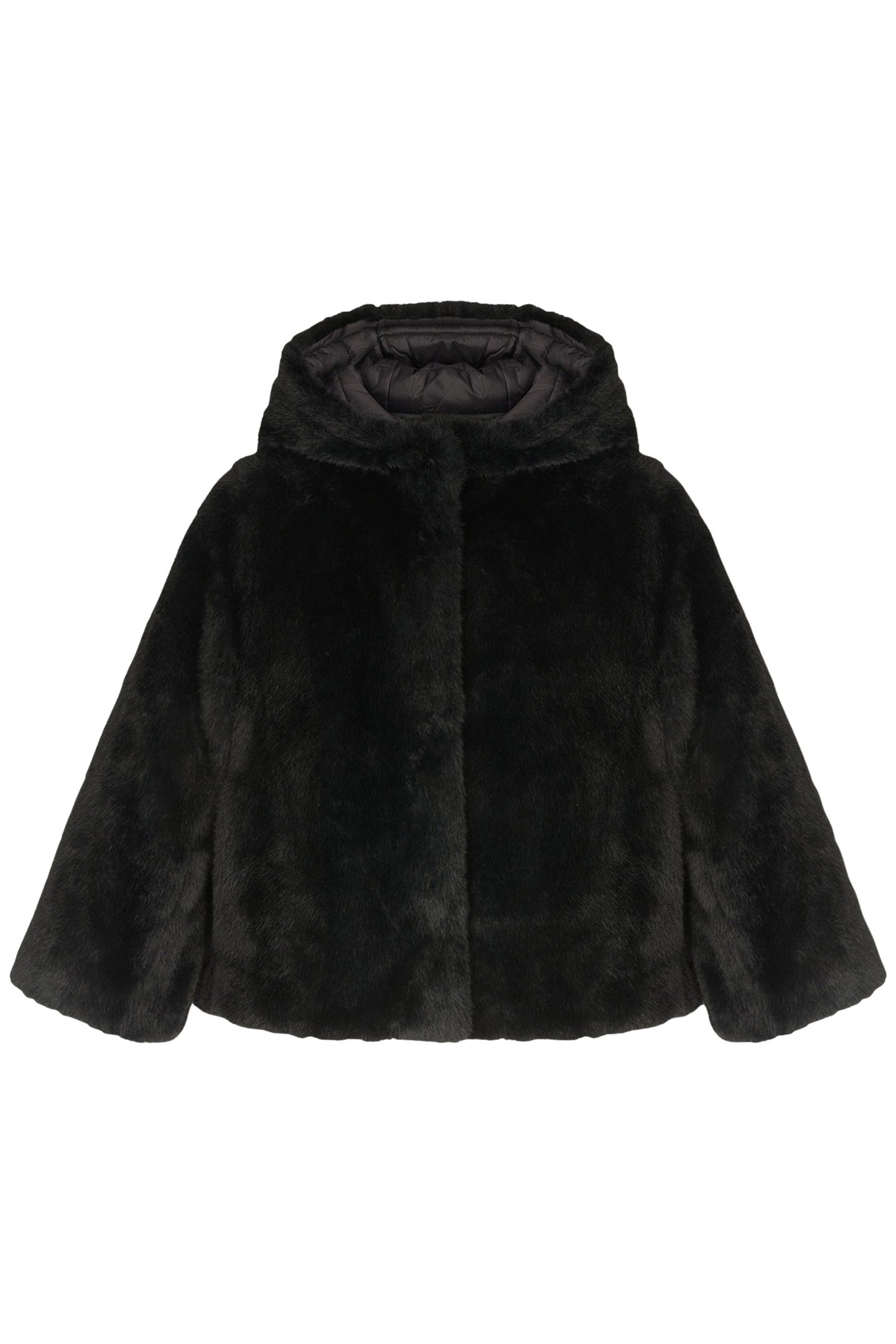 REVERSIBLE TEDDY CAPE WITH HOOD BLACK 4