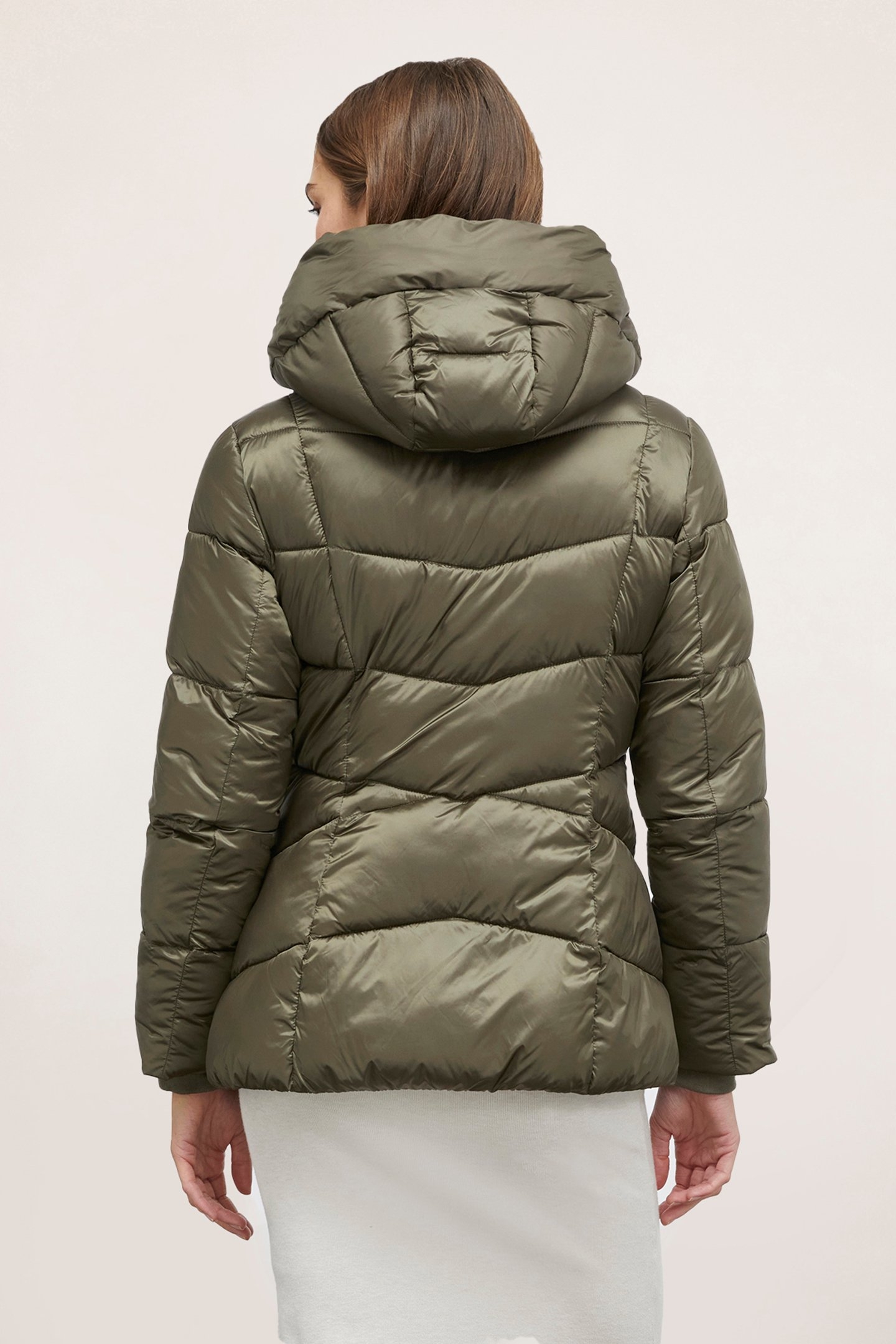 PADDED JACKET WITH HOOD AND DOUBLE ZIPPER MILITARY GREEN 2