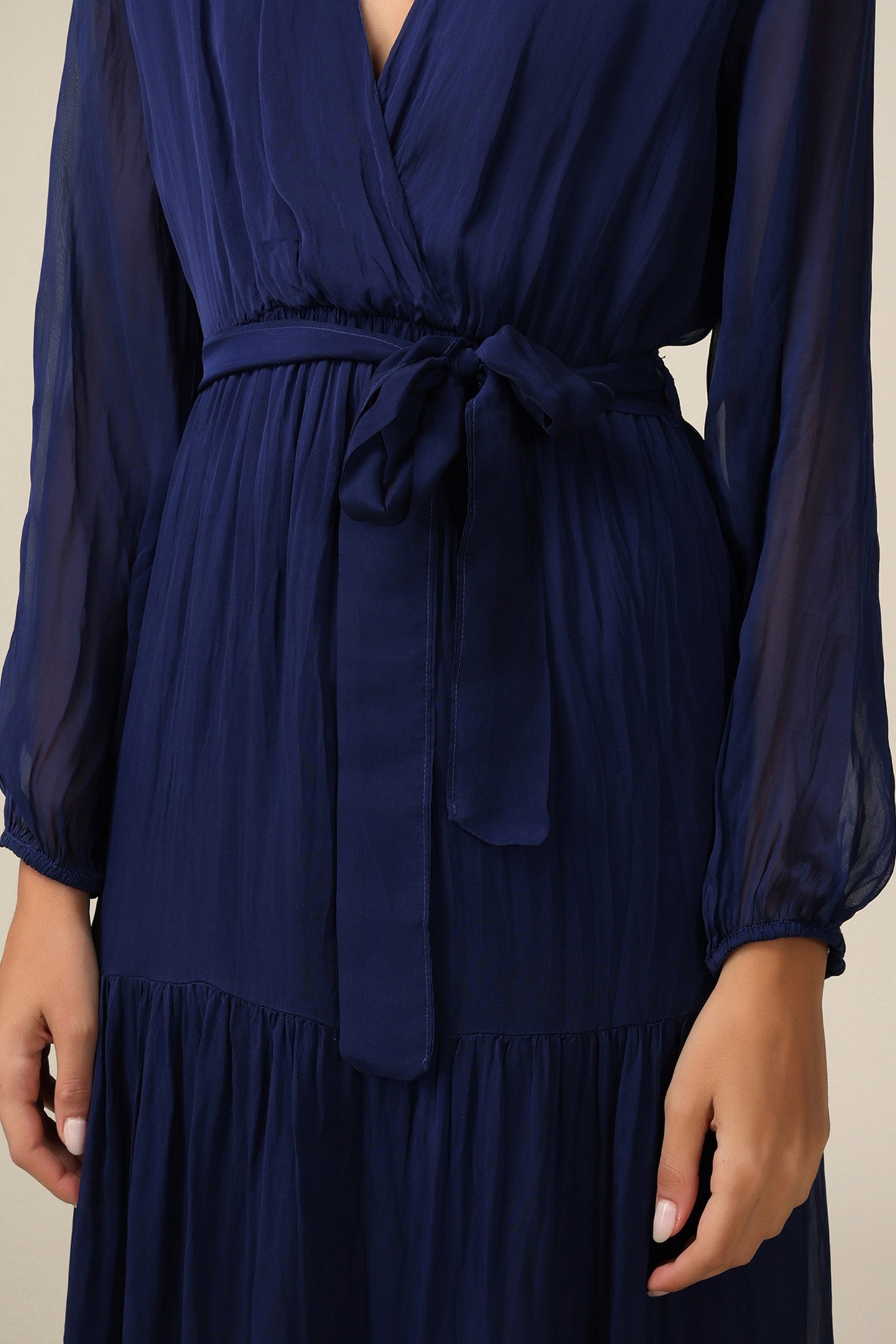 LONG SILK/VISCOSE DRESS BLUE 5