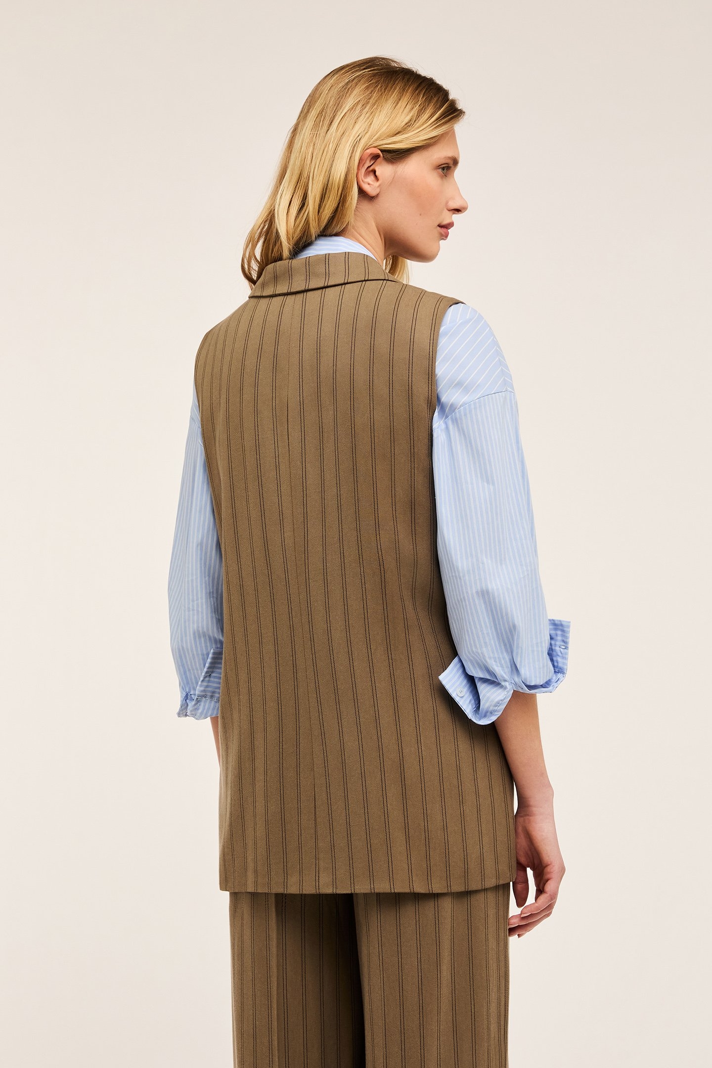 OVERSIZED PINSTRIPED WAISTCOAT LIGHT GREEN 2