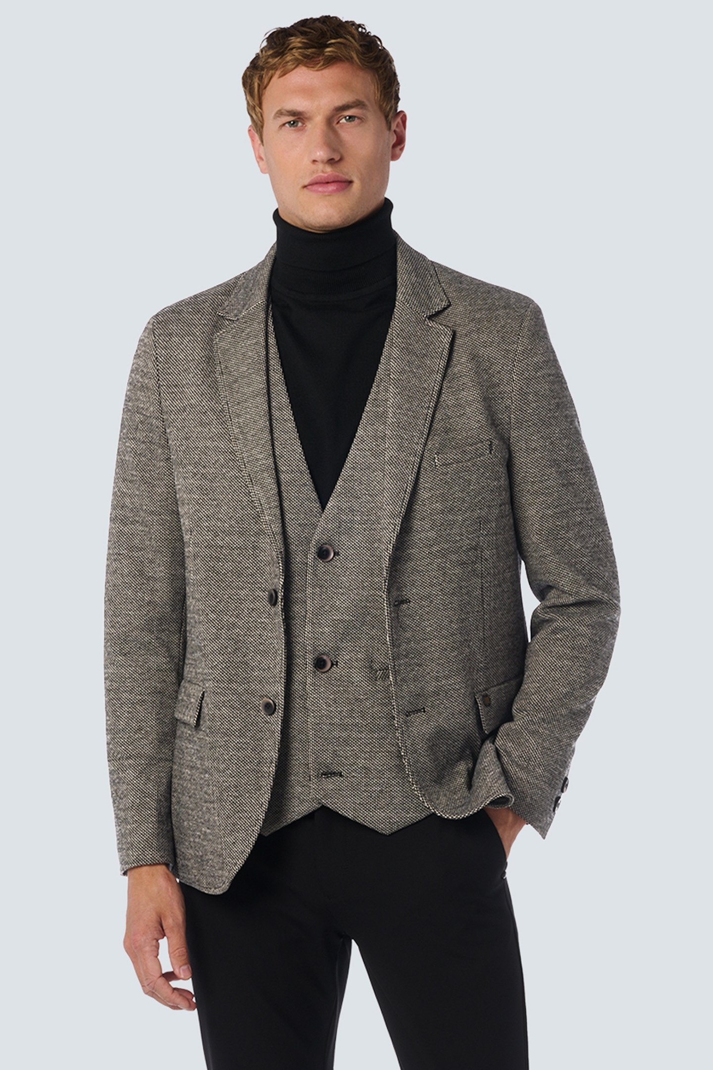 BLAZER STRETCH JERSEY MELANGE BLACK 1