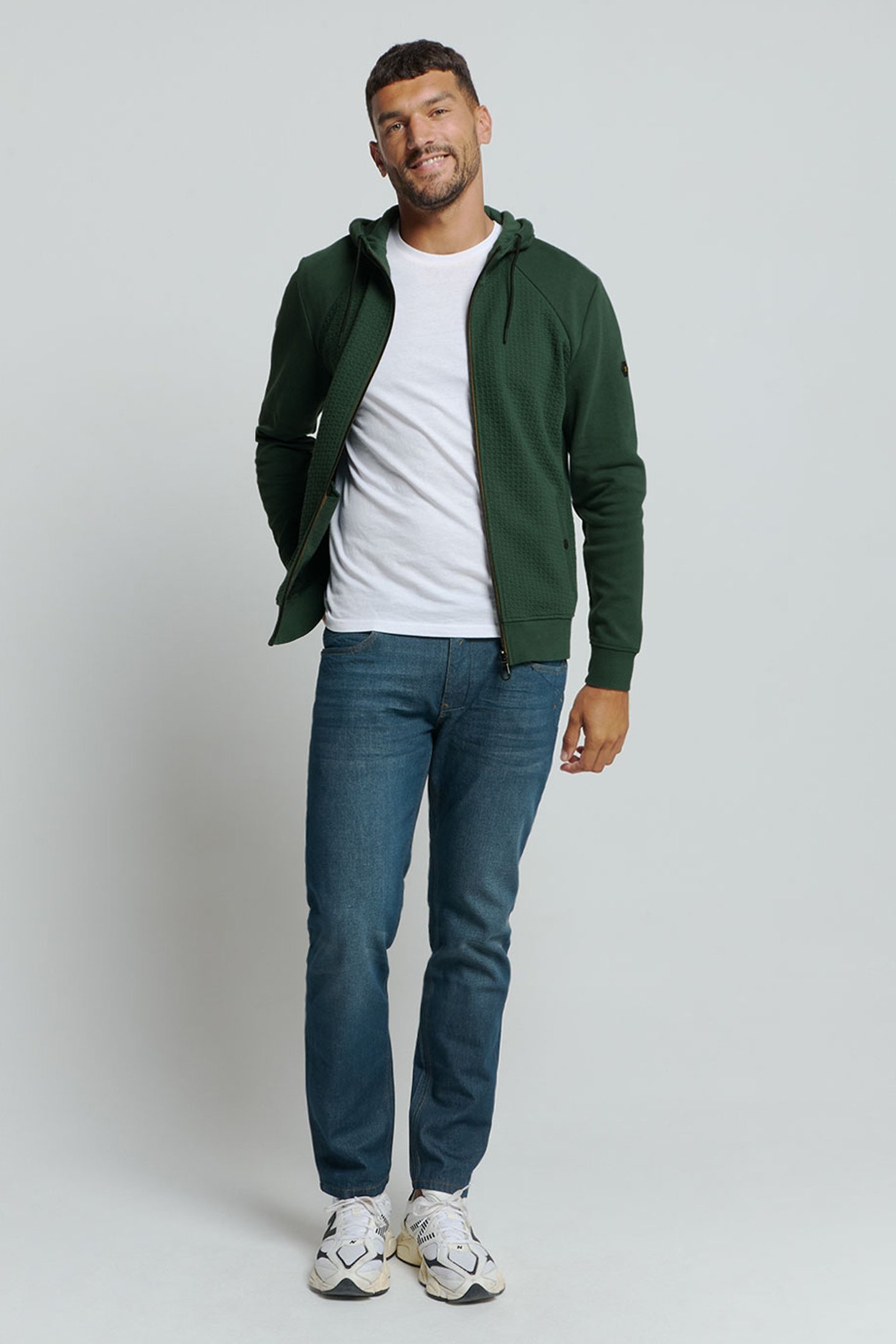 SWEATER HOODED FULL ZIPPER DOUBLE LAYER JACQUARD STRETCH DAR 3