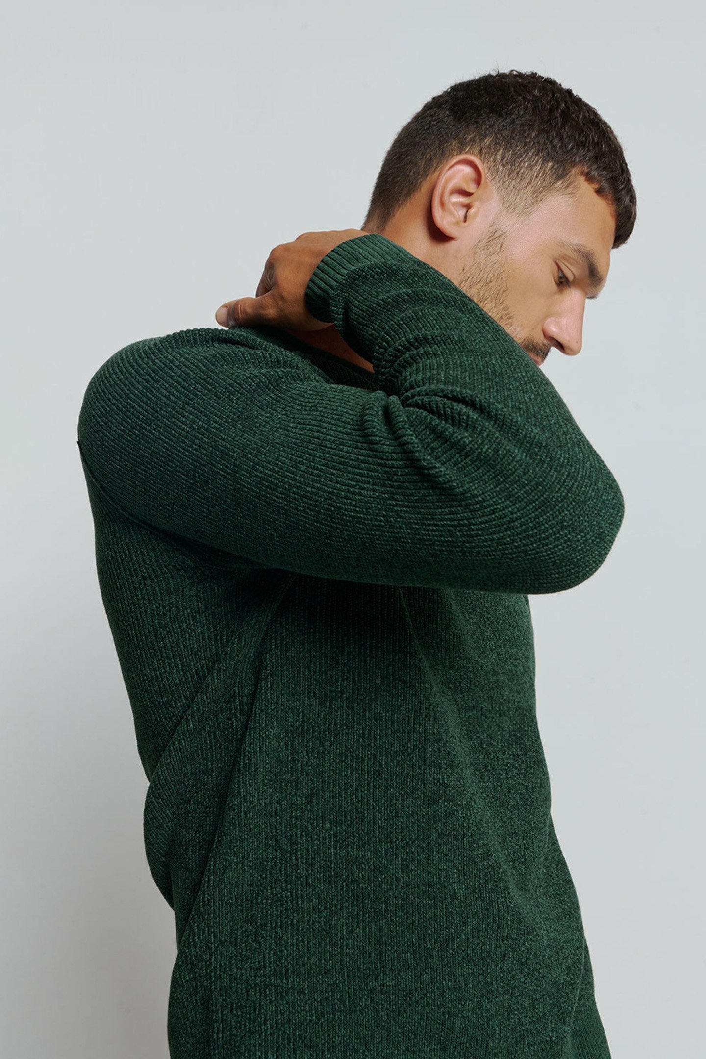 PULLOVER CREWNECK 2 COLOURED CHENILLE DARK GREEN 6