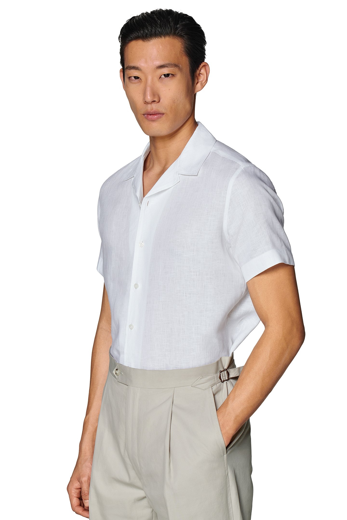PURE LINEN WHITE SHORT SLEEVE CAMP WHITE 1