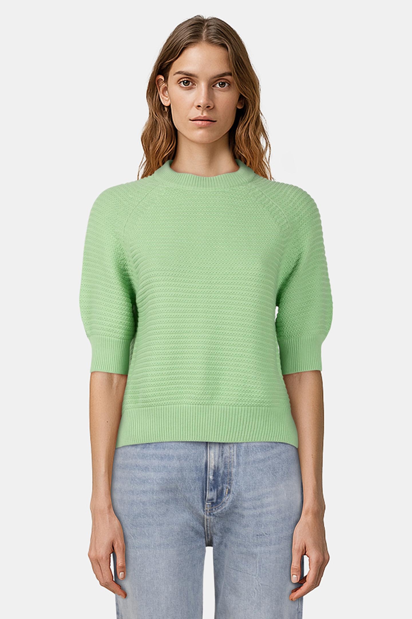 LILY SS HIGH NECK TOP APPLE GREEN 1