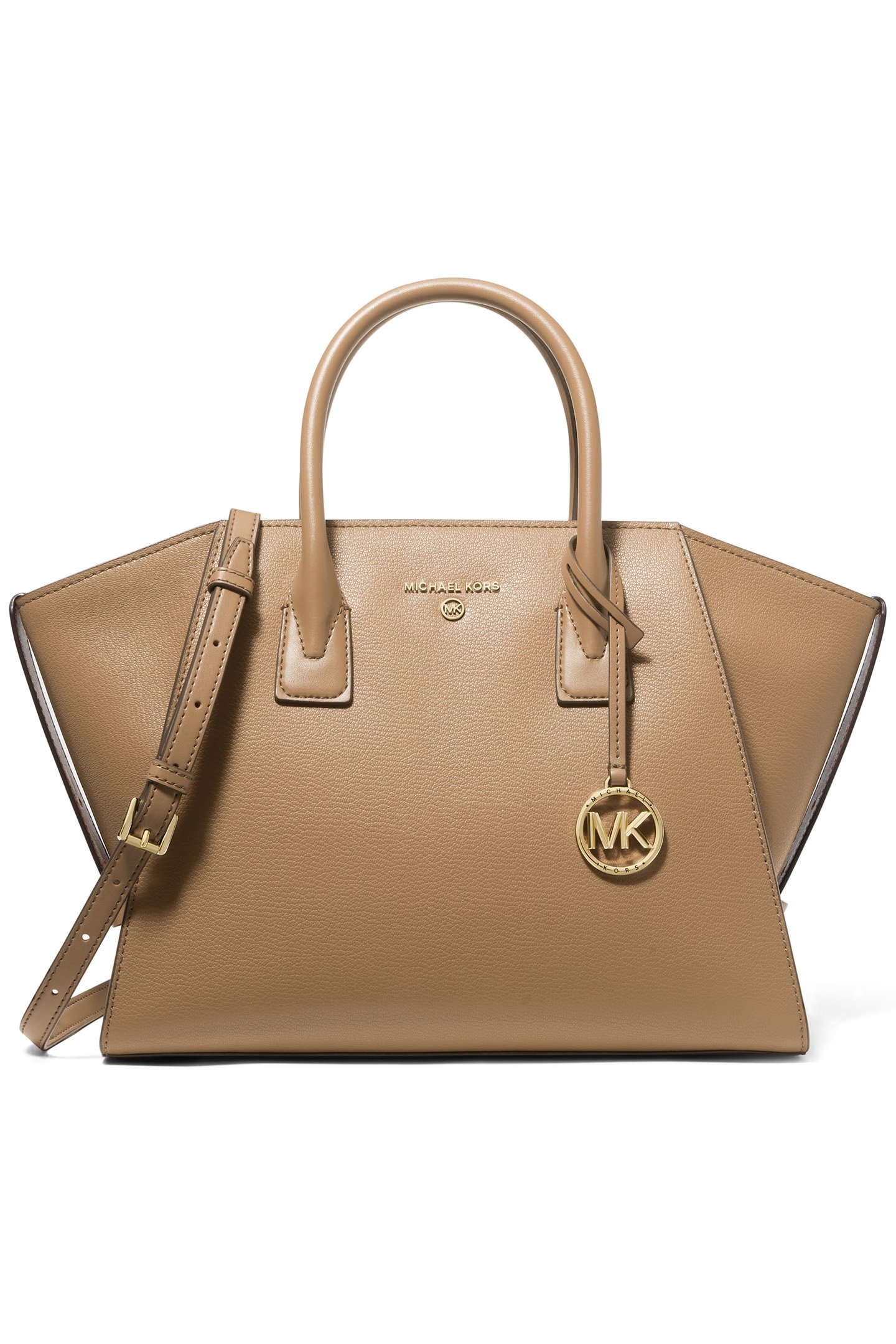LEATHER TOP ZIP SATCHEL IN BEIGE 1
