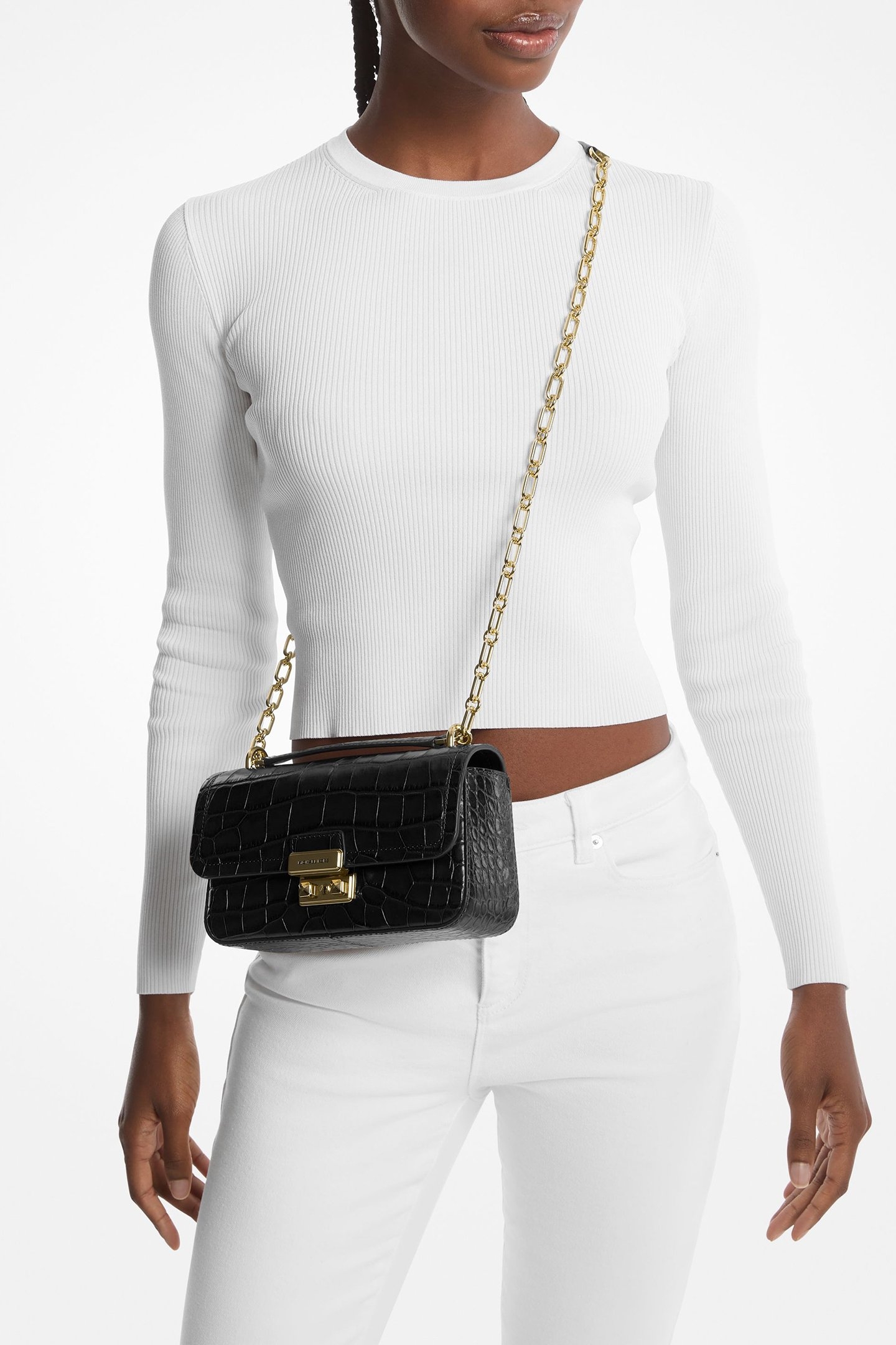 CHAIN SHOULDER BAG IN BLACK LEATHER 2