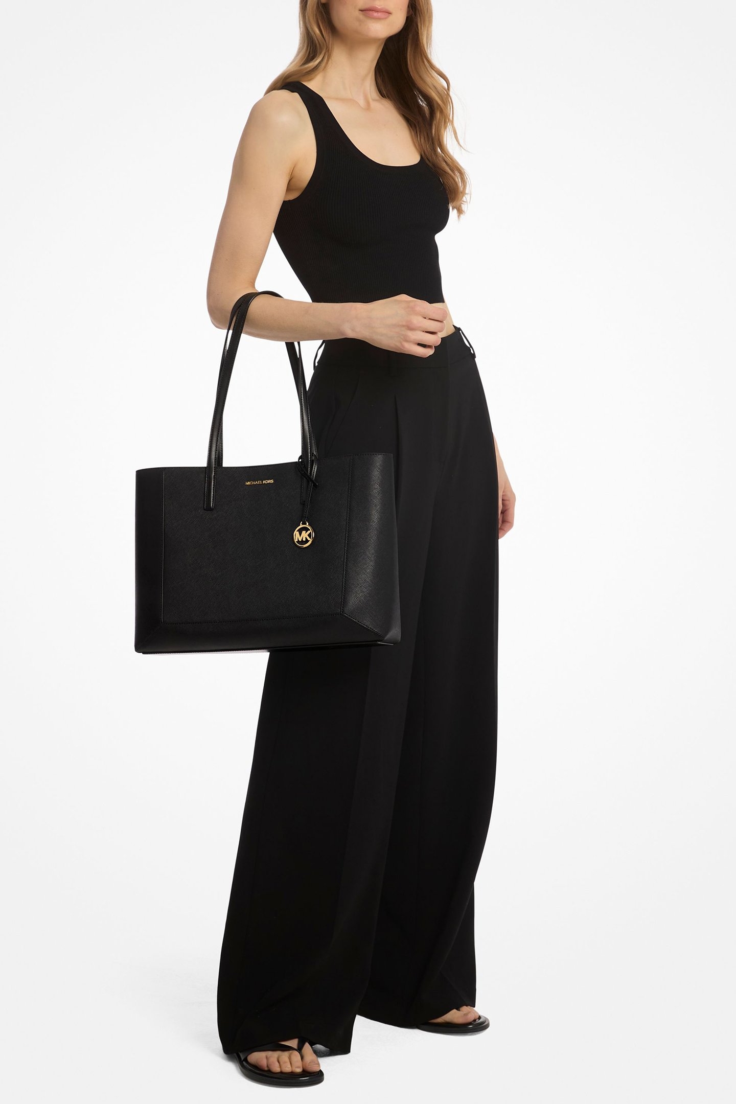 LEATHER EW TOTE BAG IN BLACK 2
