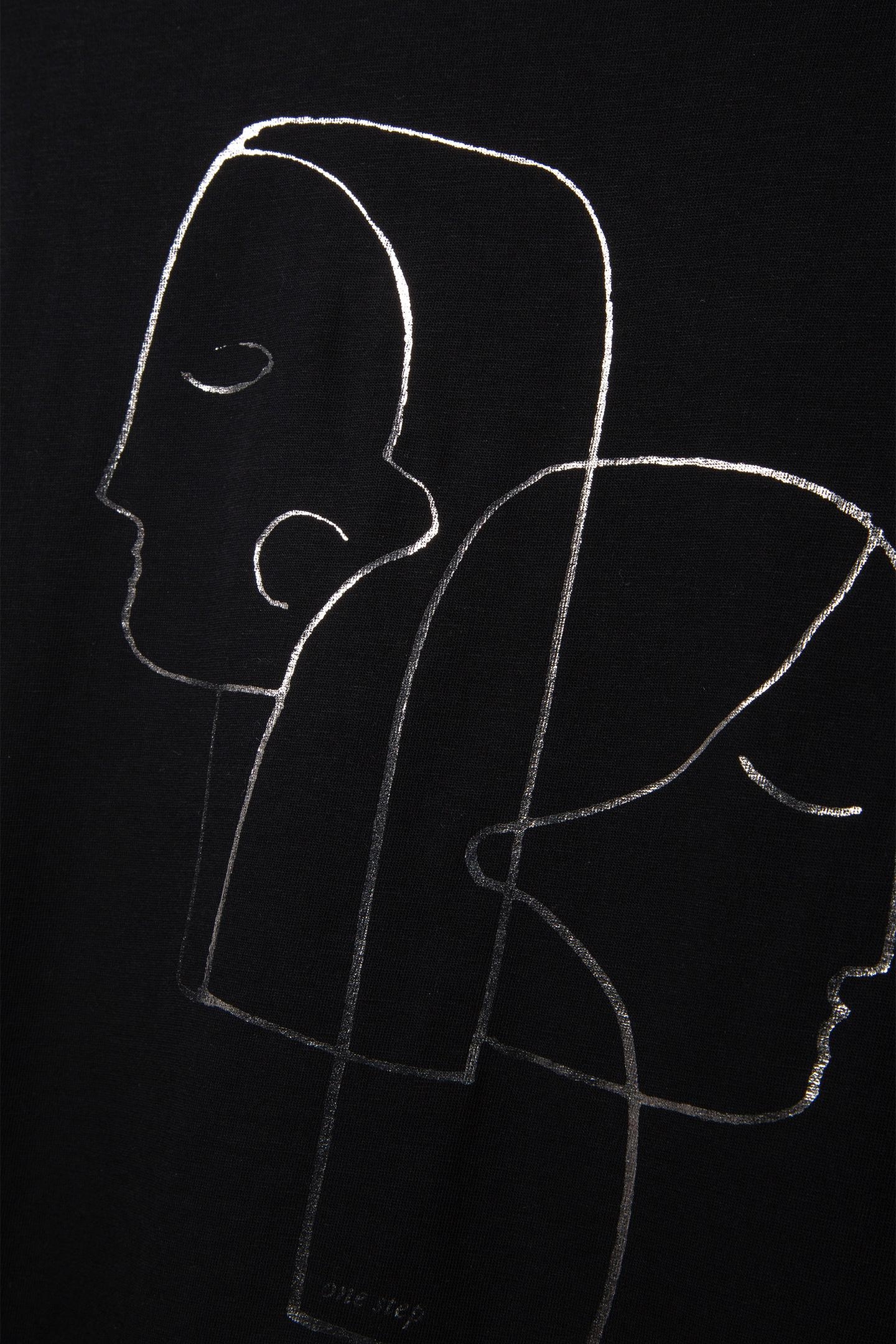 MARNIE - BLACK T-SHIRT WITH SILVER FOIL SCREEN PRINT OF DANC 6