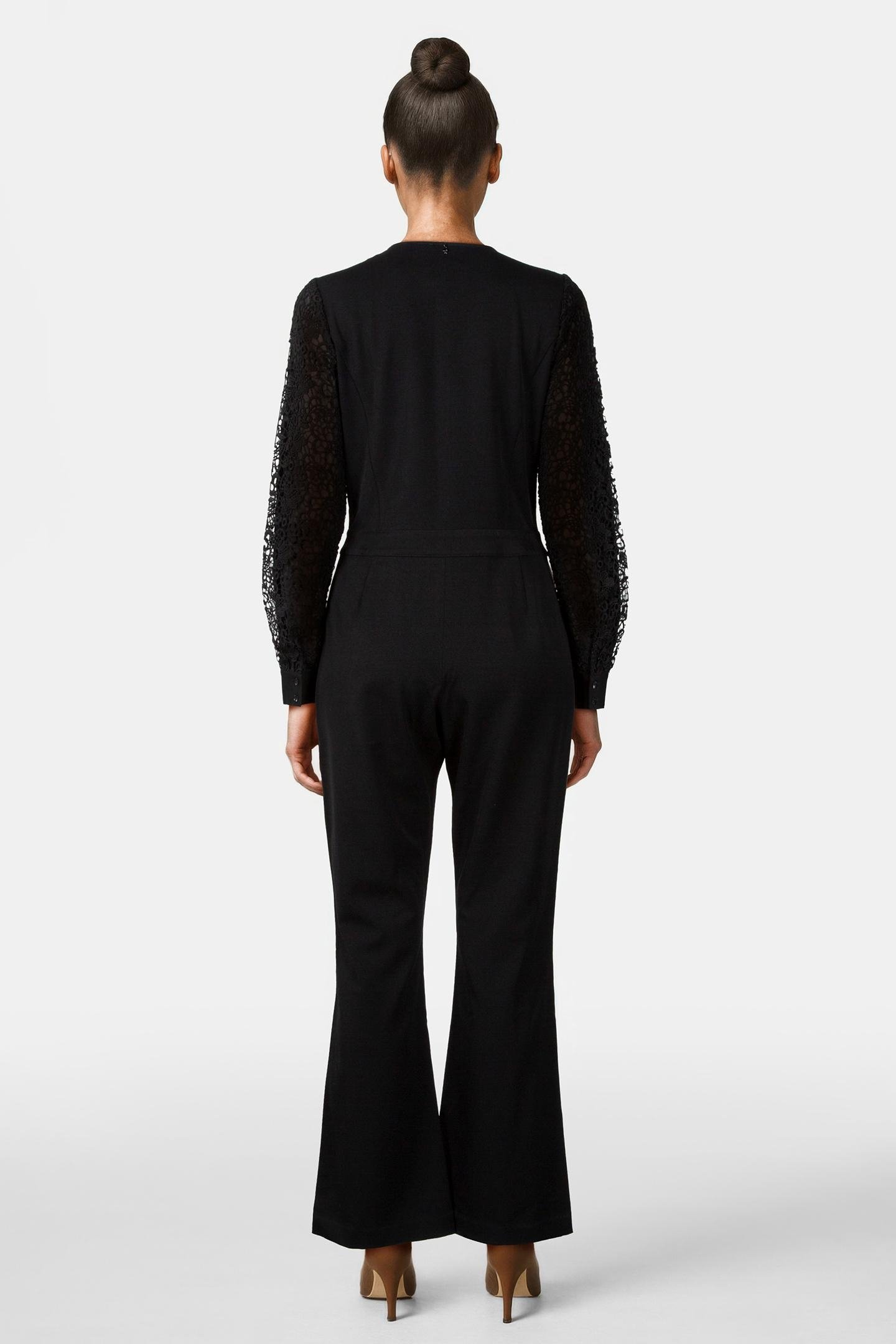 RUFINO - LONG BLACK JUMPSUIT WITH LACE SLEEVES 2