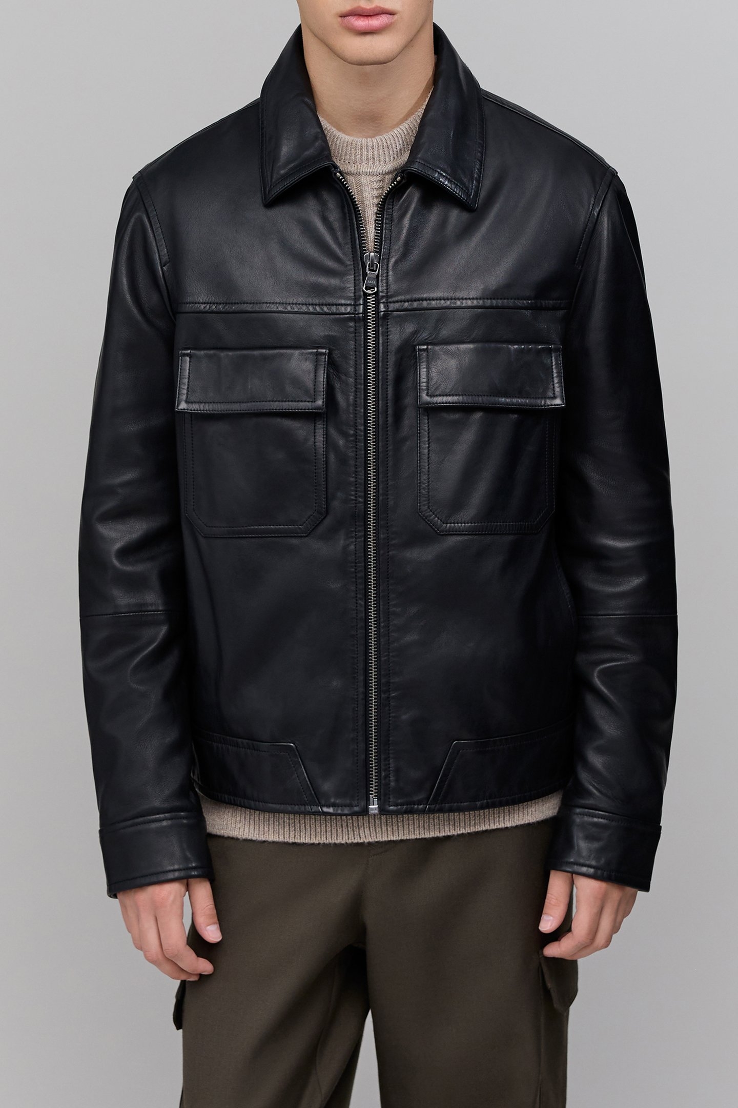 LWG-CERTIFIED BLACK LEATHER JACKET BLACK 1
