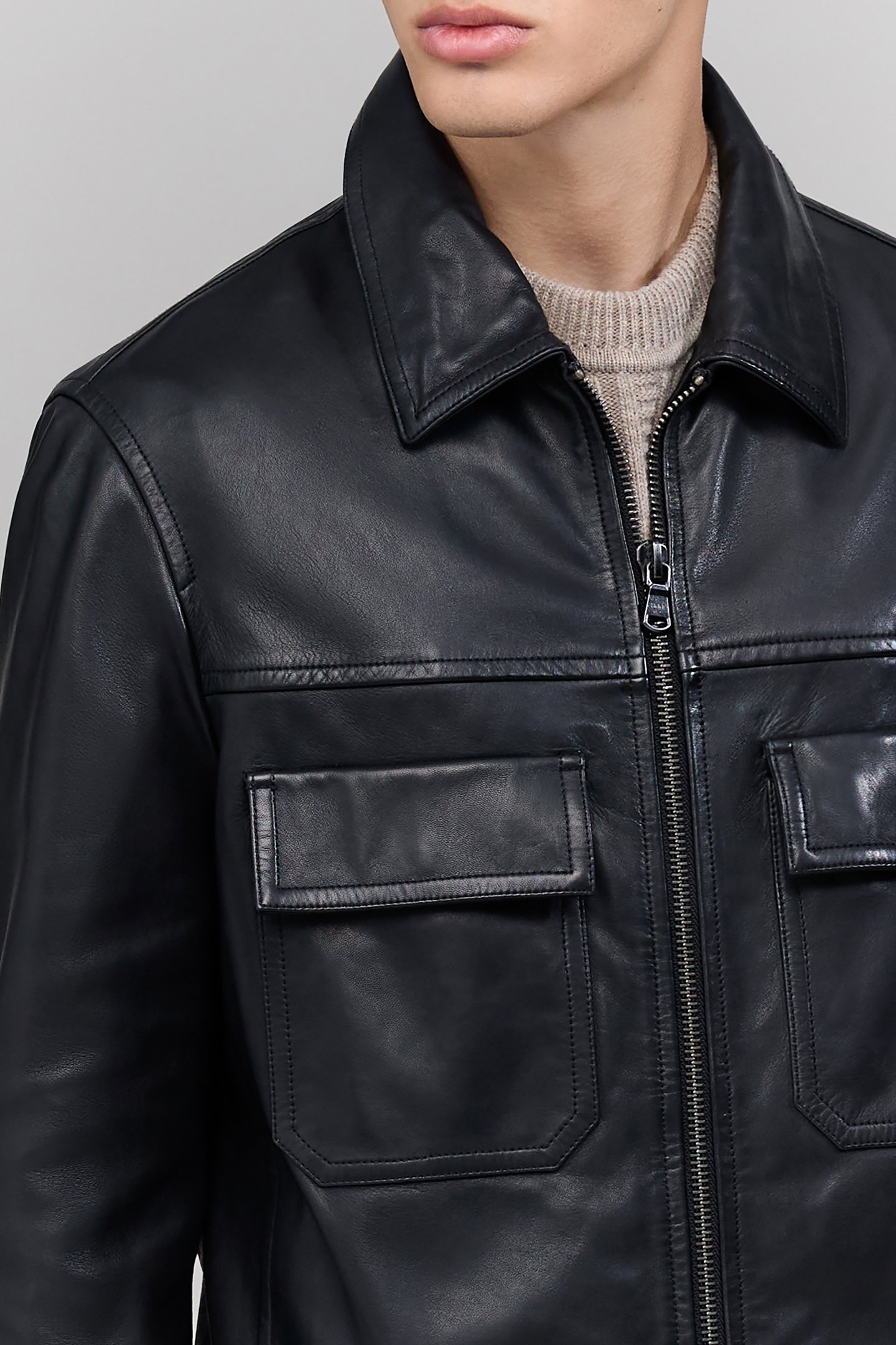 LWG-CERTIFIED BLACK LEATHER JACKET BLACK 6