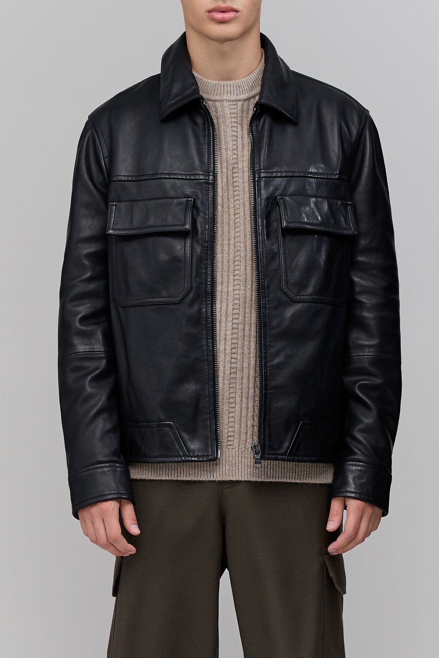 LWG-CERTIFIED BLACK LEATHER JACKET BLACK 5