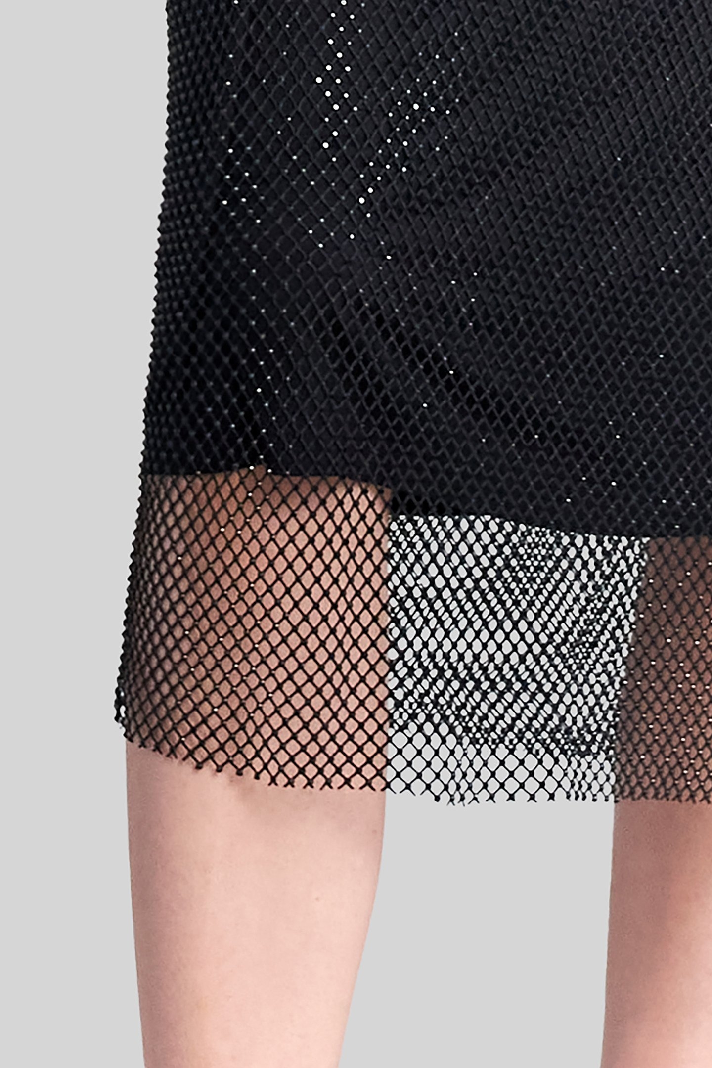BLACK VOILE LINED MIDI DRESS WITH DIAMANTÉ MESH BLACK 7
