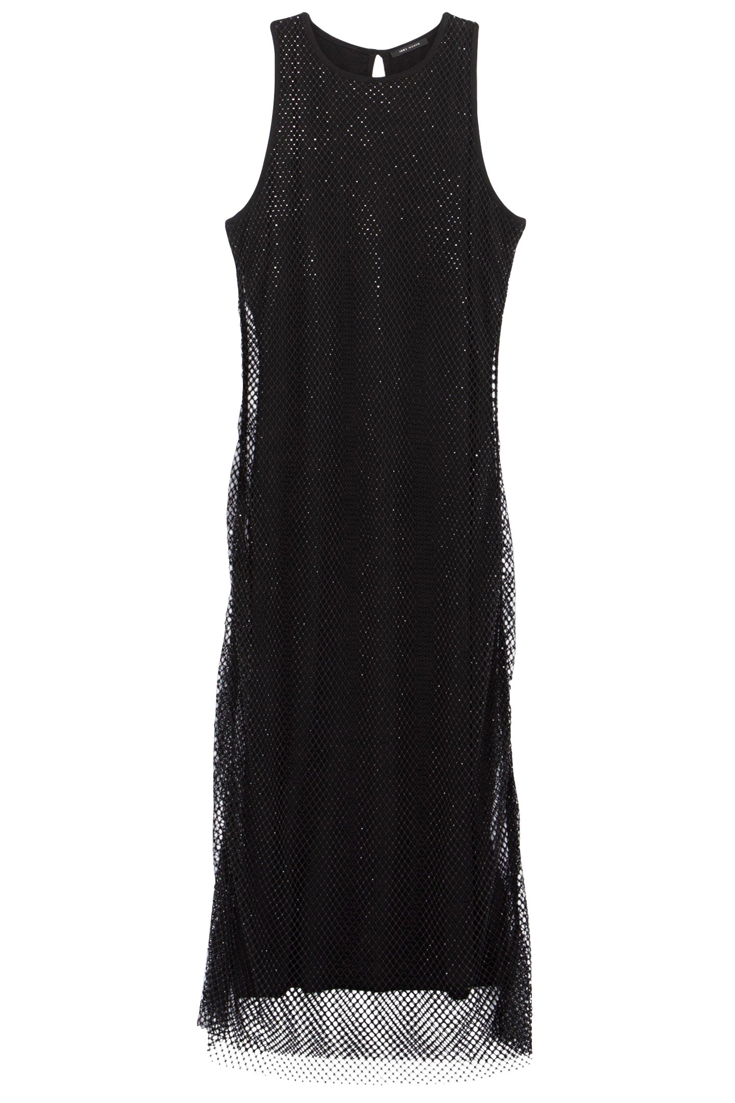 BLACK VOILE LINED MIDI DRESS WITH DIAMANTÉ MESH BLACK 3
