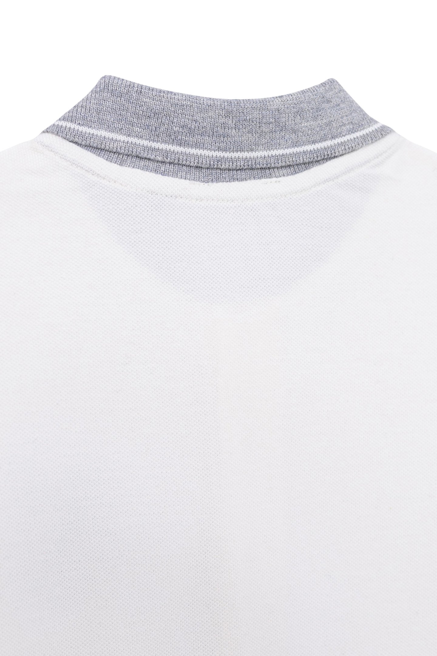 BOY'S ECRU ORGANIC POLO SHIRT, GREY COLLAR AND EMBROIDERY 6