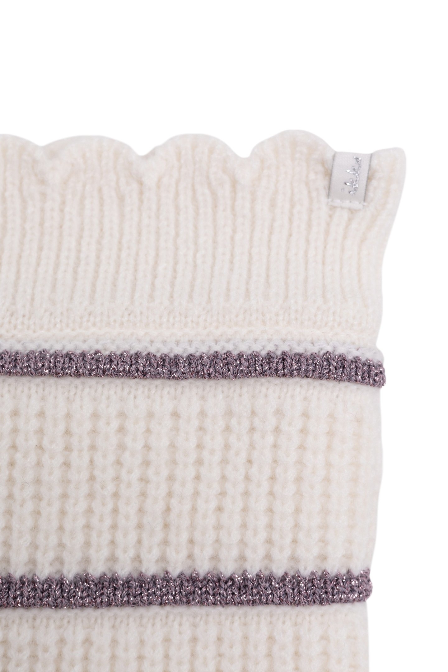 GIRL'S ECRU KNITTED LUREX STRIPES SNOOD 4