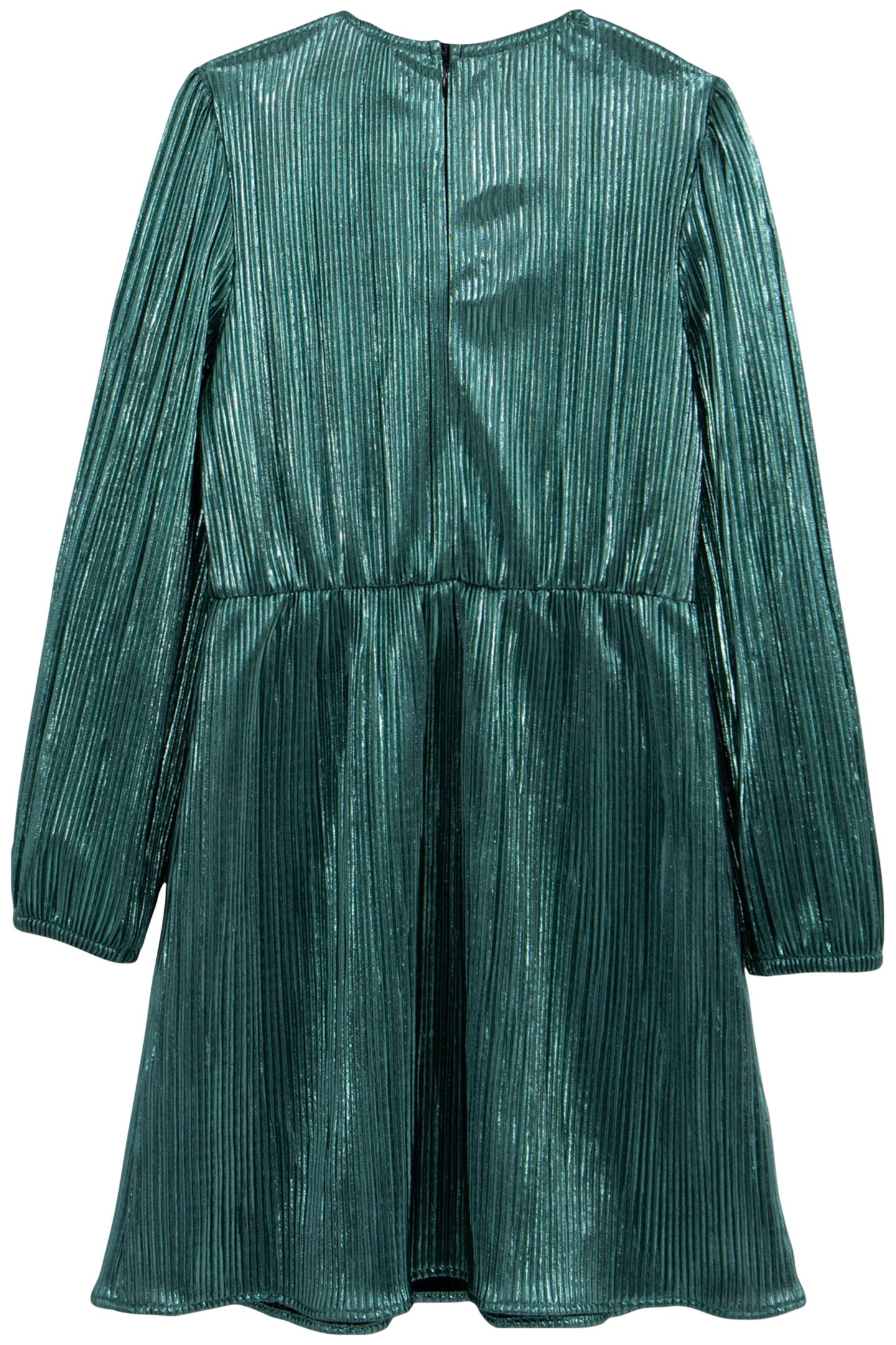 METALLIC EMERALD PLEATED DRESS 3