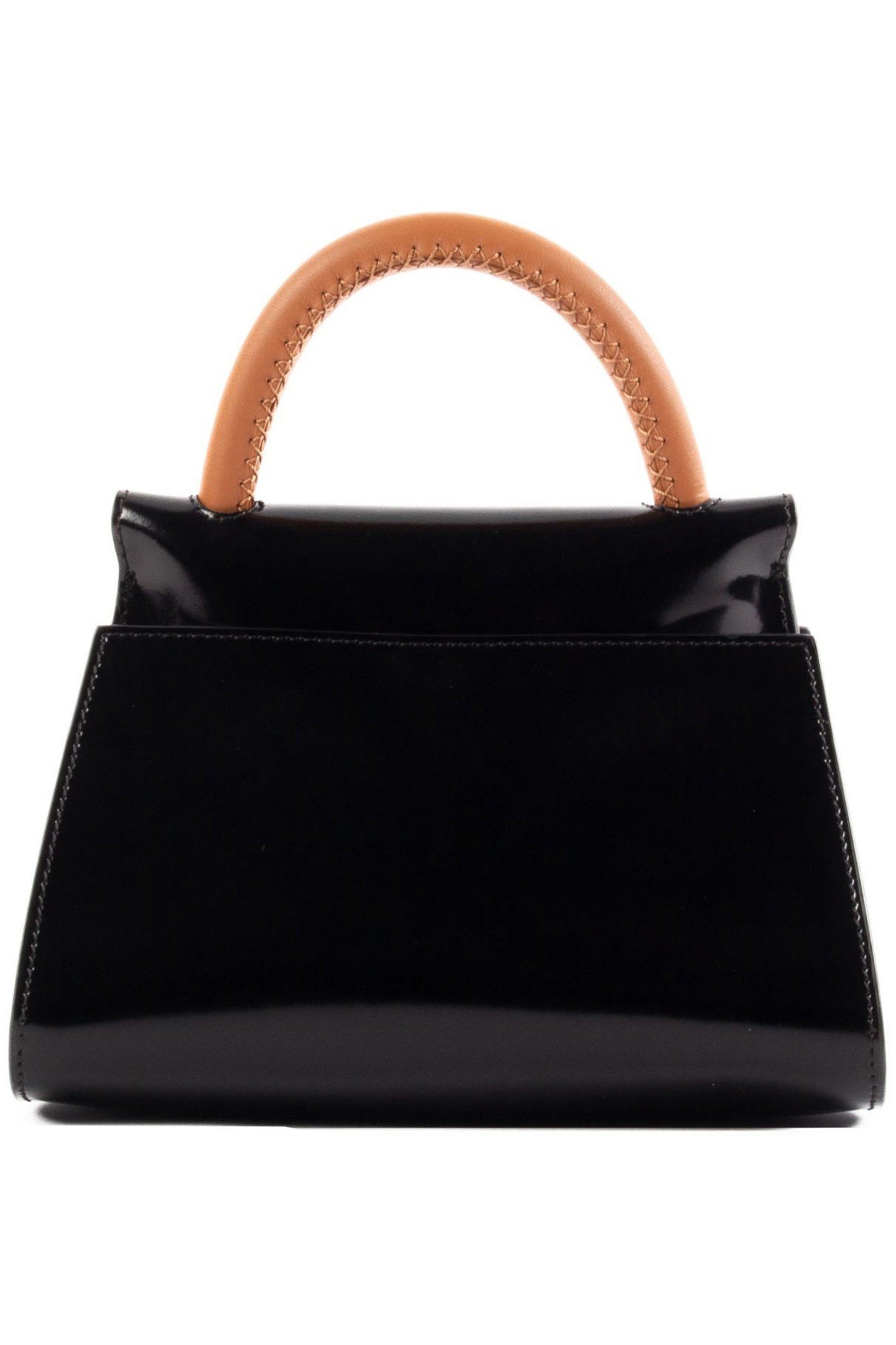 SMALL PAPILLON LEATHER MIRROR BLACK/CARAMEL 1