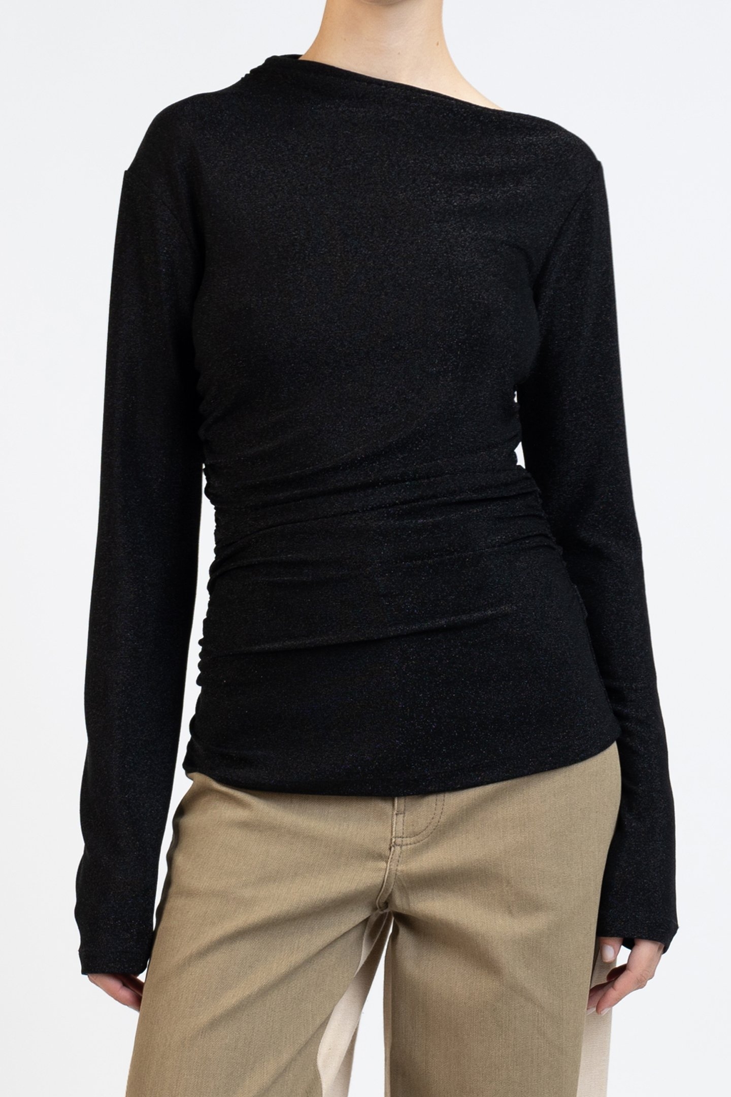 DRAPED JERSEY TOP SPARKLING BLACK 1