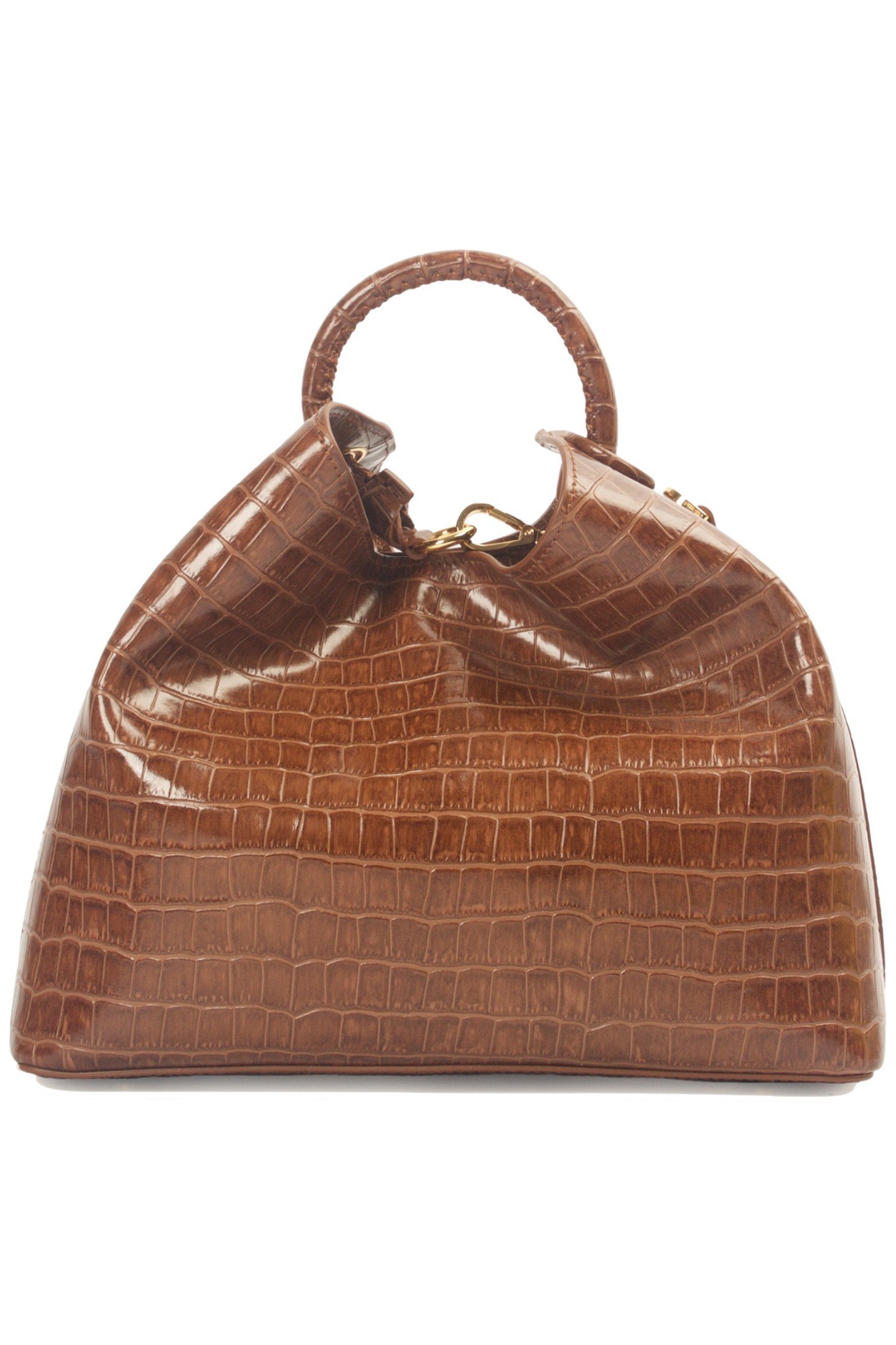 RAISIN CROCO-PRINT EMBOSSED LEATHER COGNAC 1