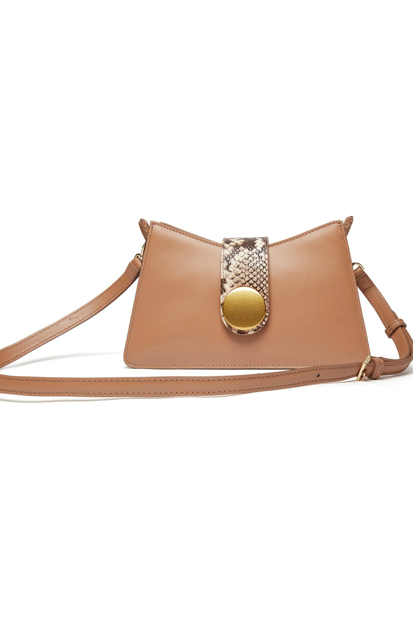 BUCKLE SHOULDER BAG CAMEL/PYTHON PRINT SAND 6