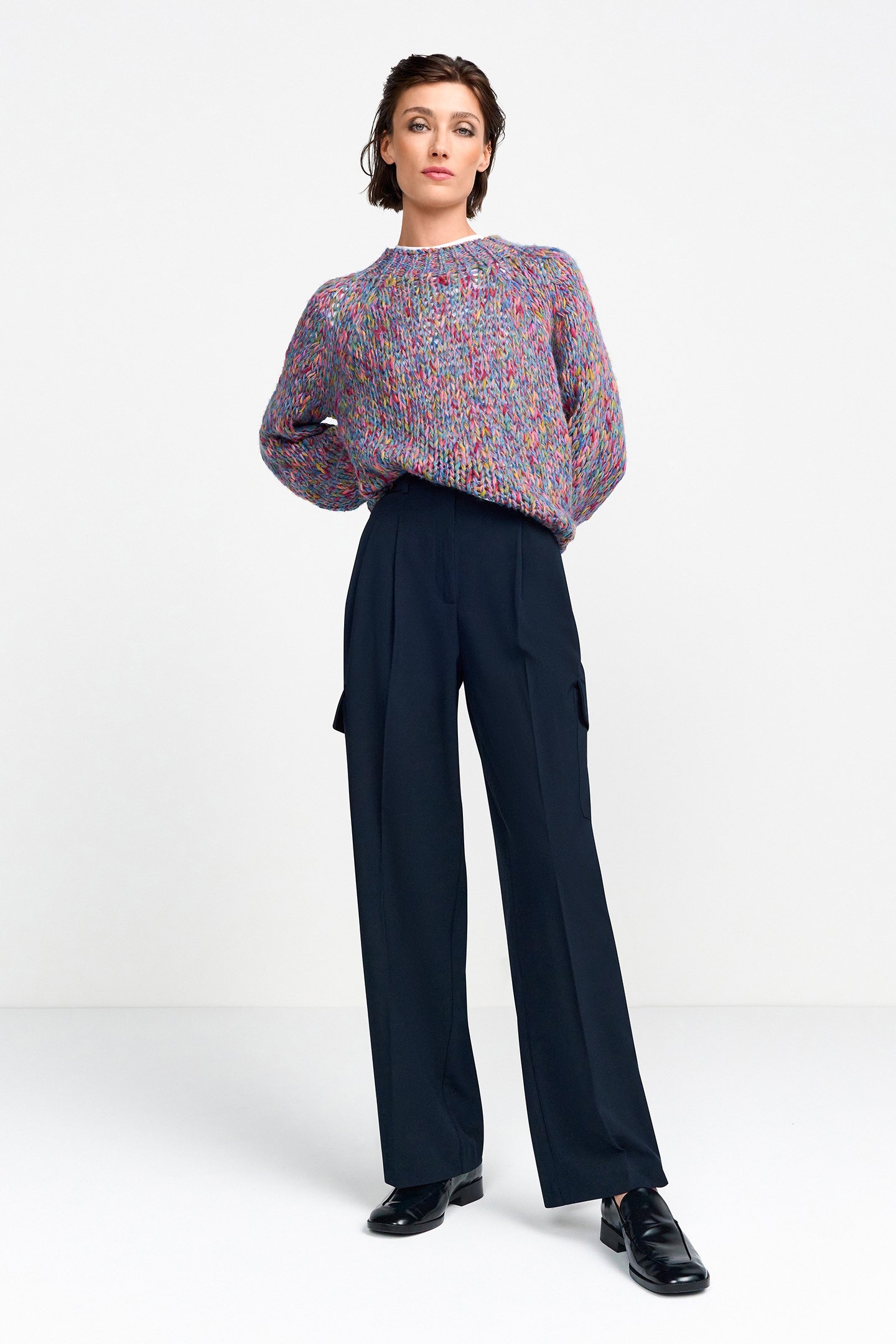 CARGO PANTS WITH PLEAT MIDNIGHT BLUE 1