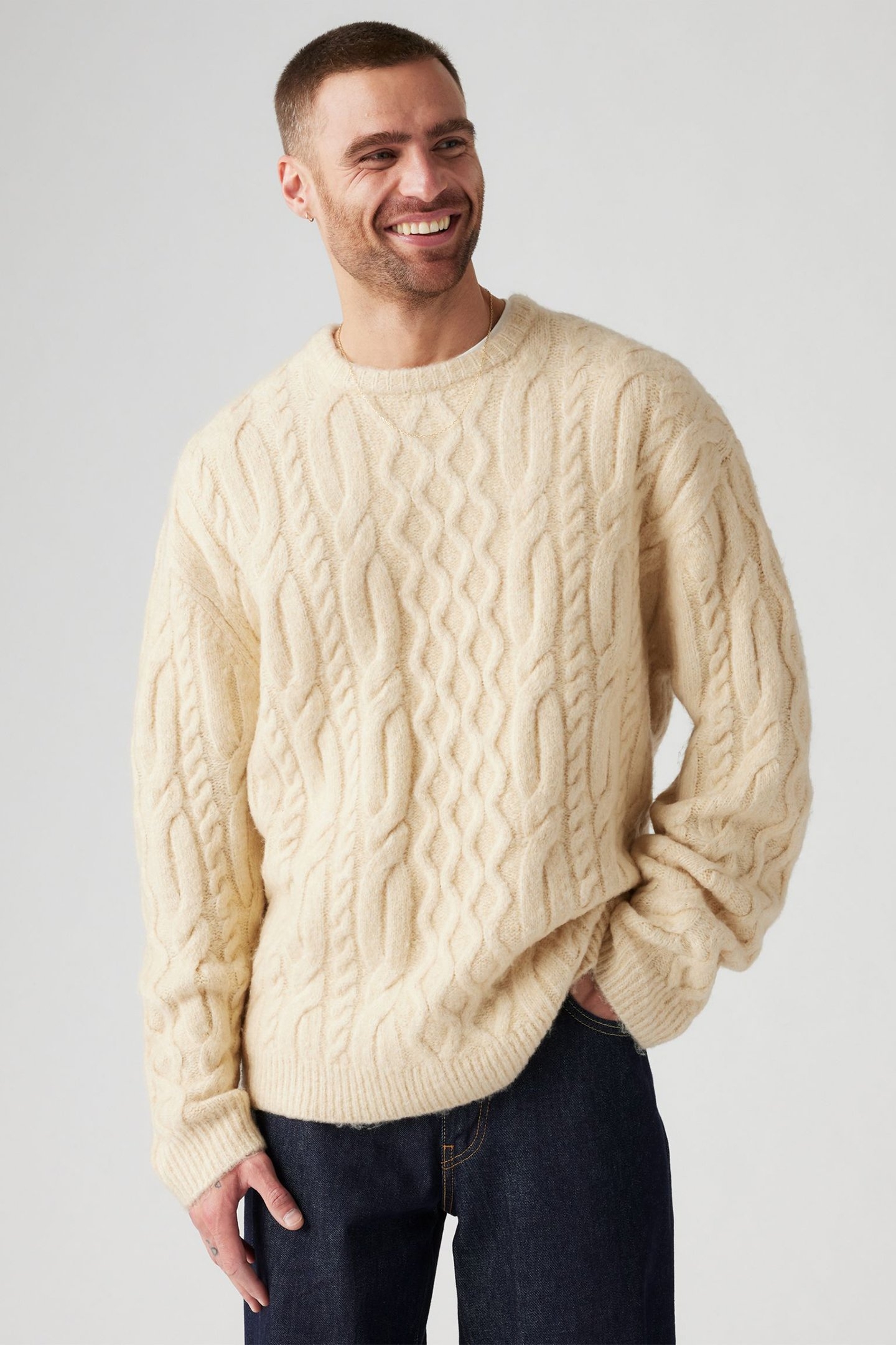 BATTERY CREWNECK SWEATER NEUTRAL 4