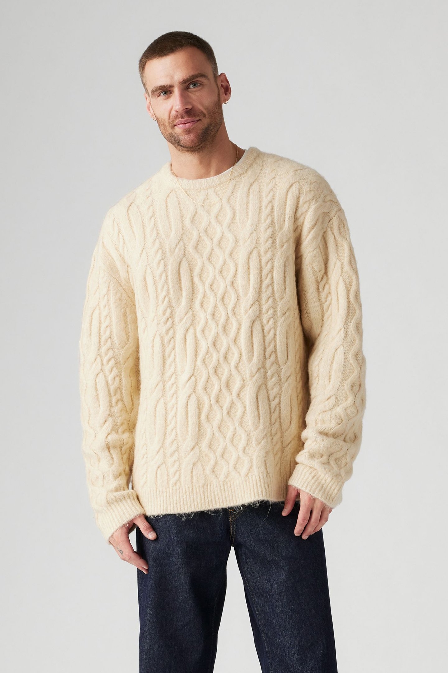 BATTERY CREWNECK SWEATER NEUTRAL 1
