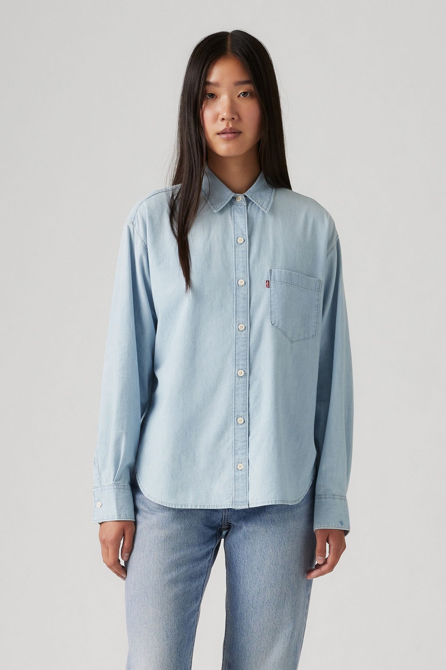HARLIE BOYFRIEND SHIRT LIGHT INDIGO 1