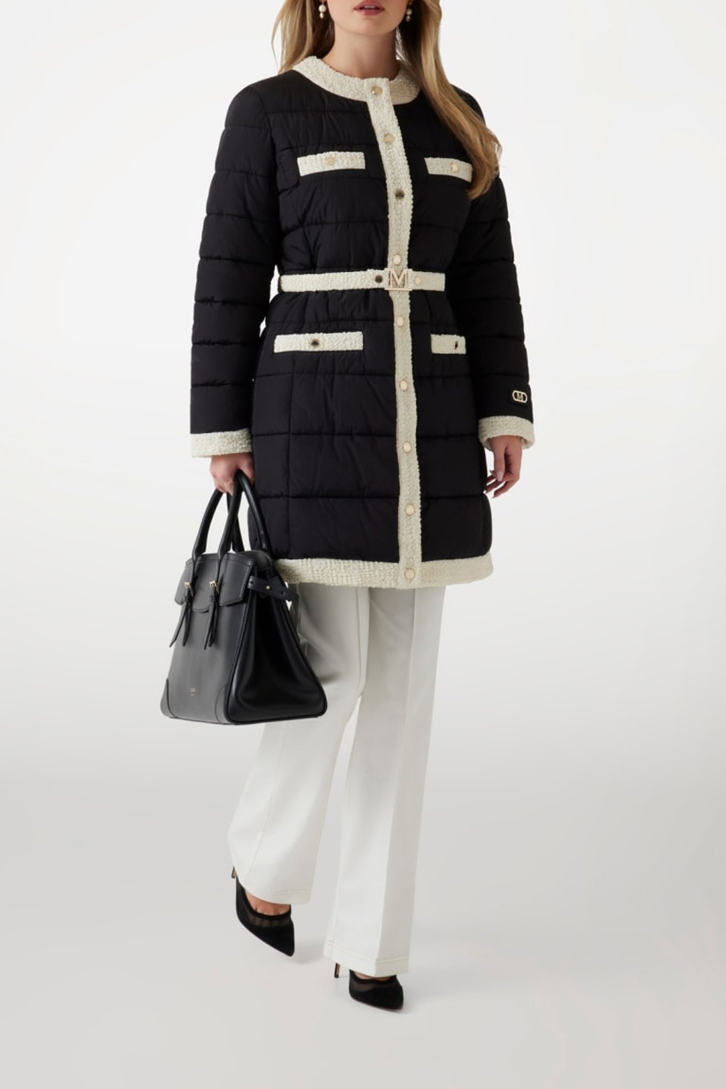 LONG CECILIA BELTED BLACK AND WHITE 2