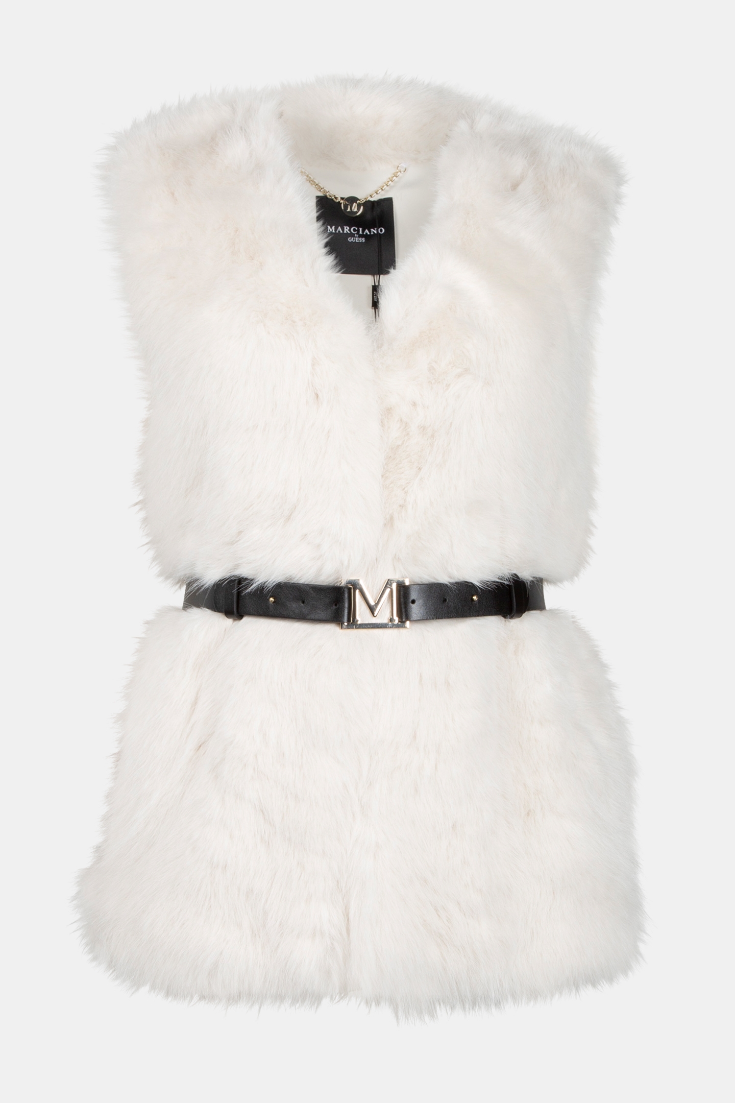 CHLOE FUR VEST PALE PEARL MULTI 4