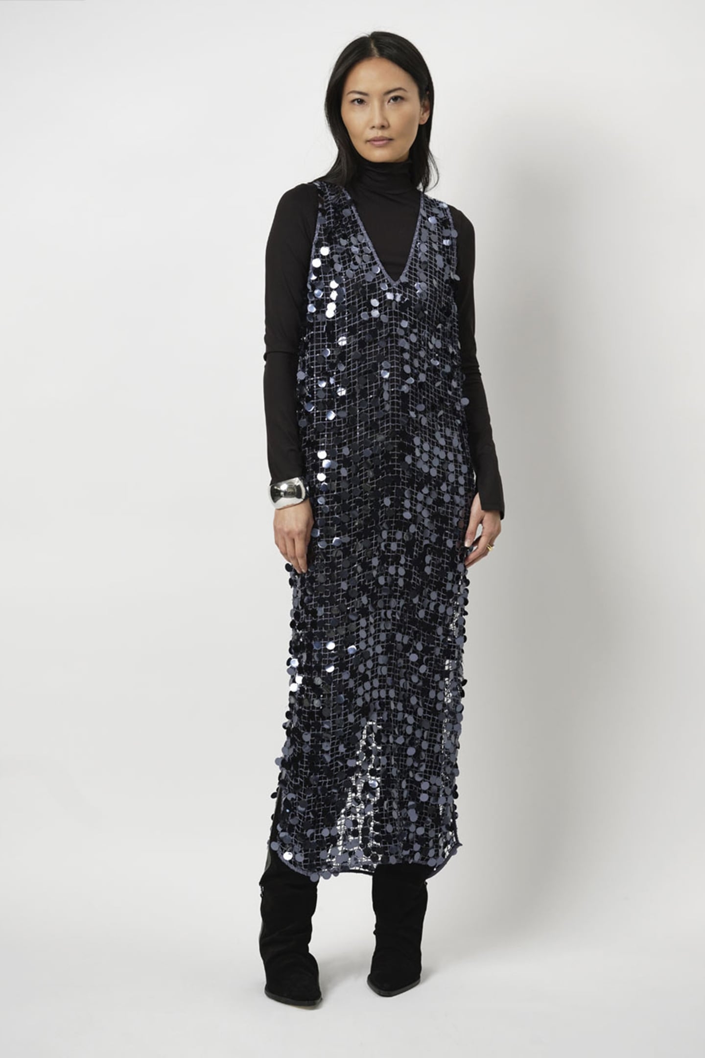 BABYLON SEQUINS DRESS ASH BLUE 1