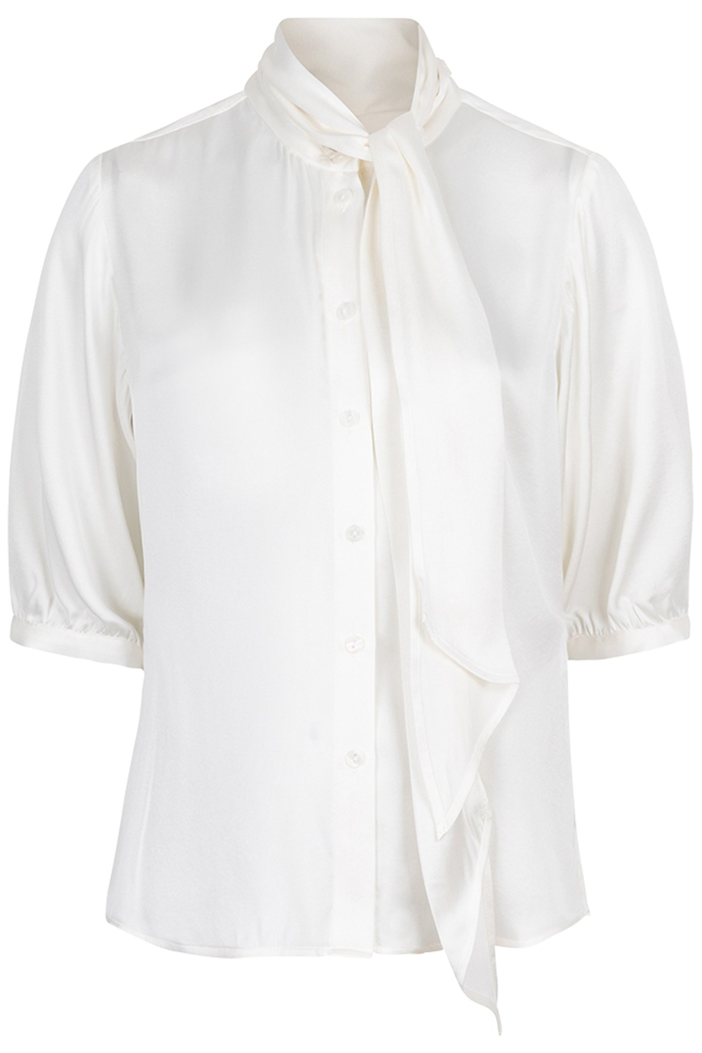 VAILA SILK SCARF BOW BLOUSE ECRU 3