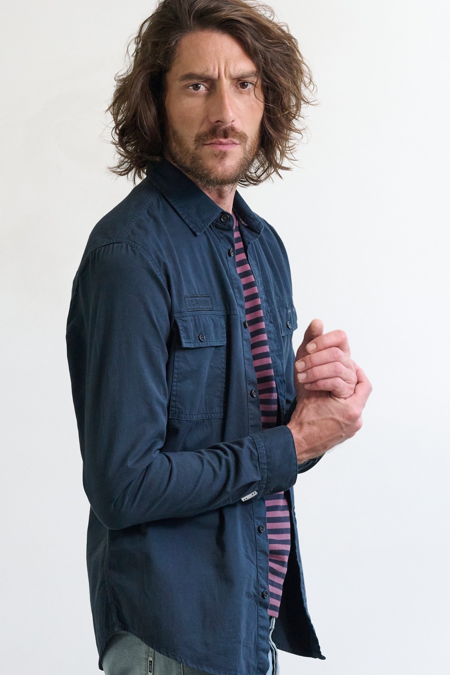 J.C. RAGS ROWAN CASUAL OVERHEMD LANGE MOUW SKY CAPTAIN 4