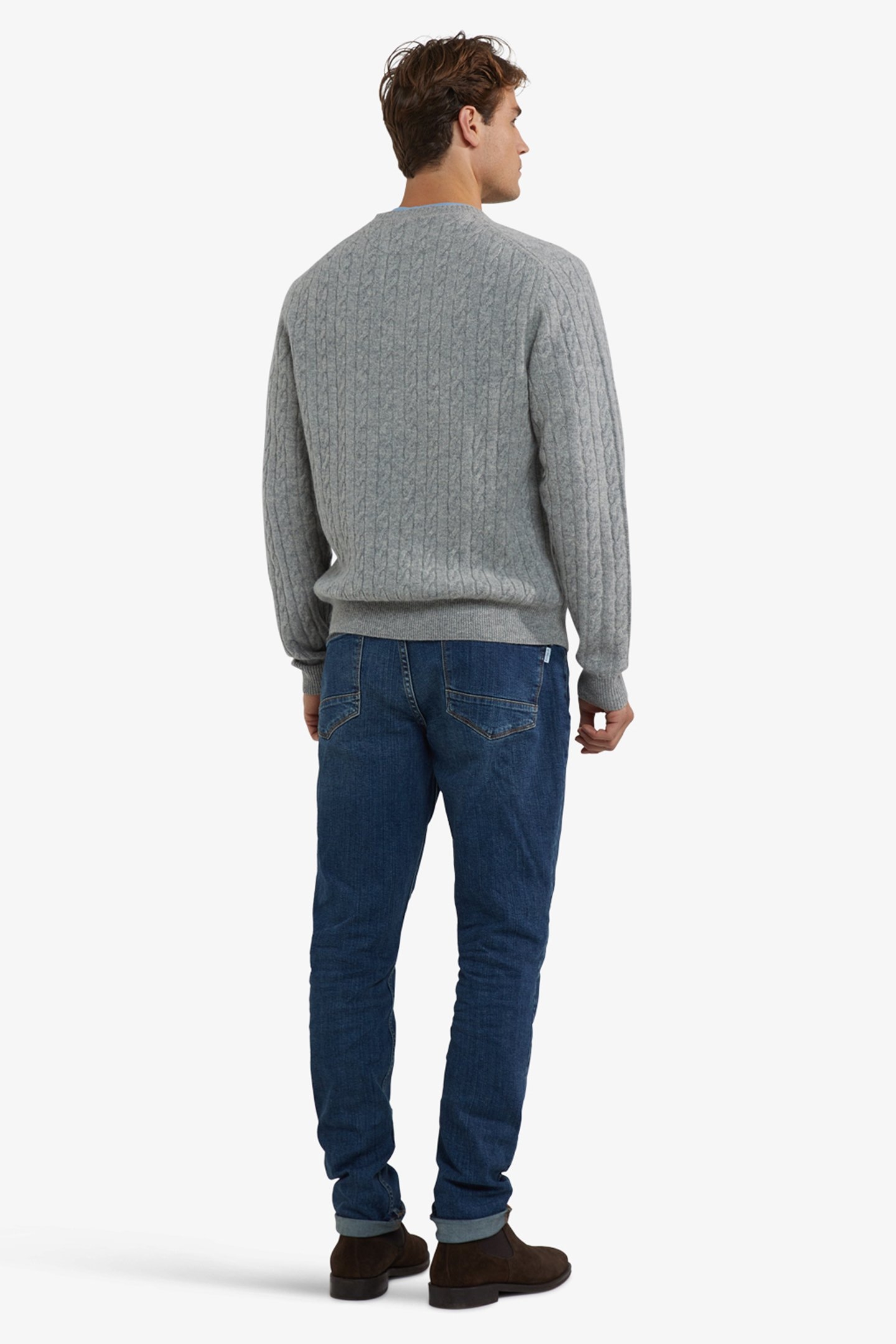 CABLE CREW NECK SWEATER MEDIUM GREY MELANGE 3