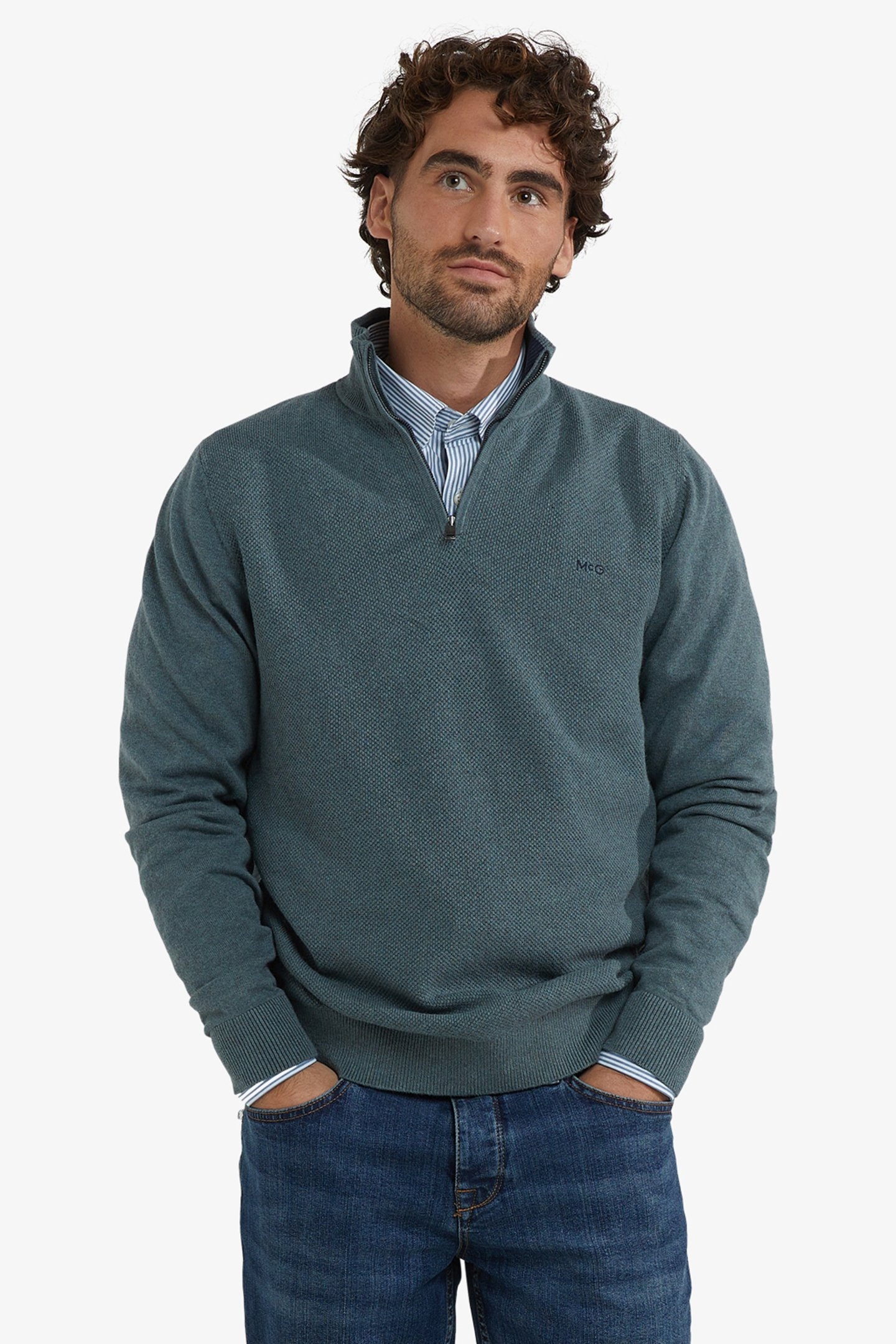 ZIP MOCK SWEATER WINTER SAGE 1