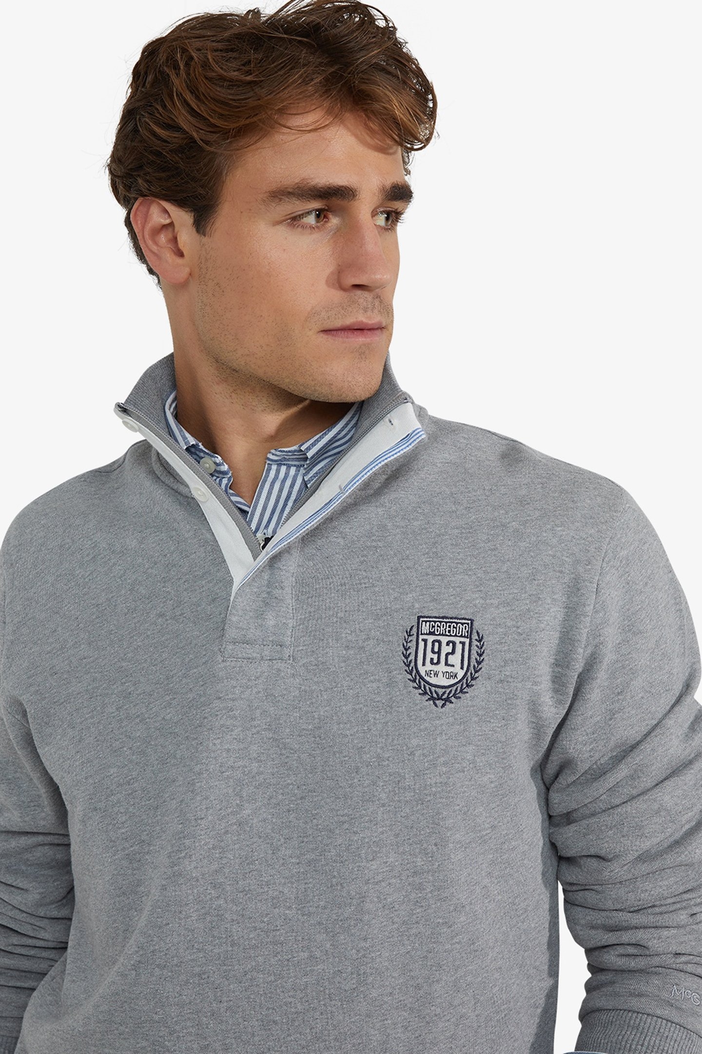 ZIP MOCK SWEATSHIRT MEDIUM GREY MELANGE 4