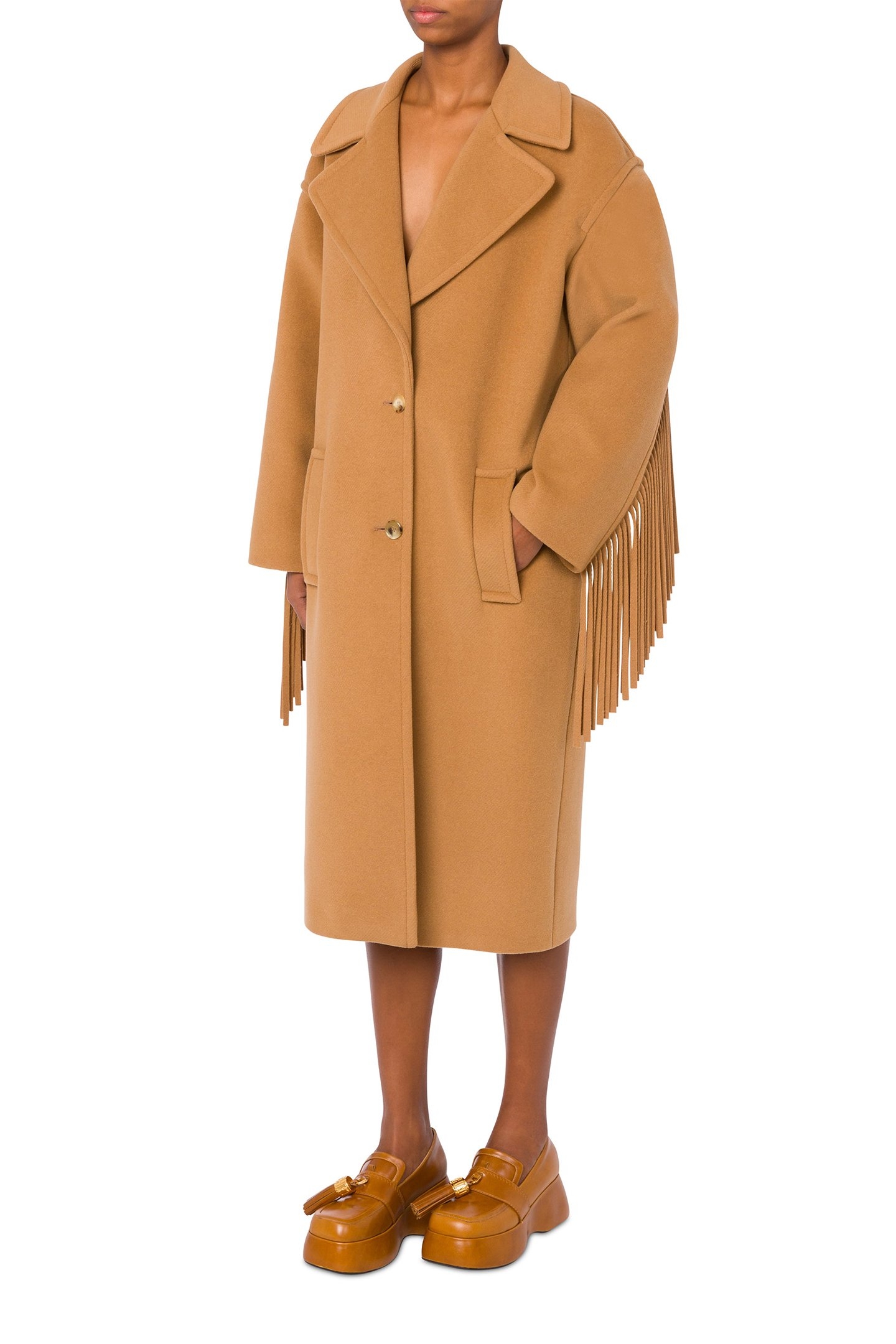 COAT WITH FRINGES BROWN 1