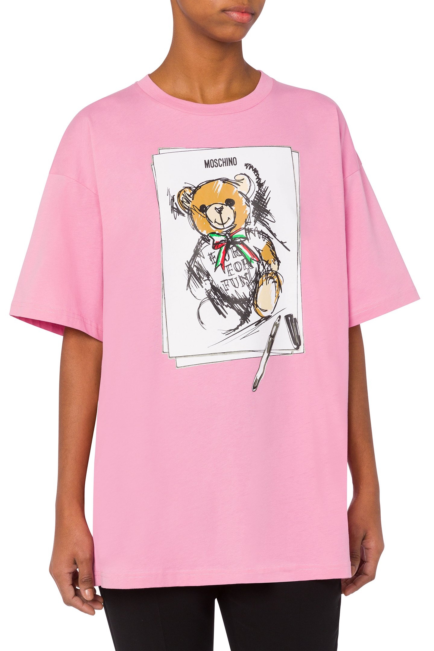 MOSCHINO TEDDY BEAR OVERSIZED T-SHIRT PINK 1