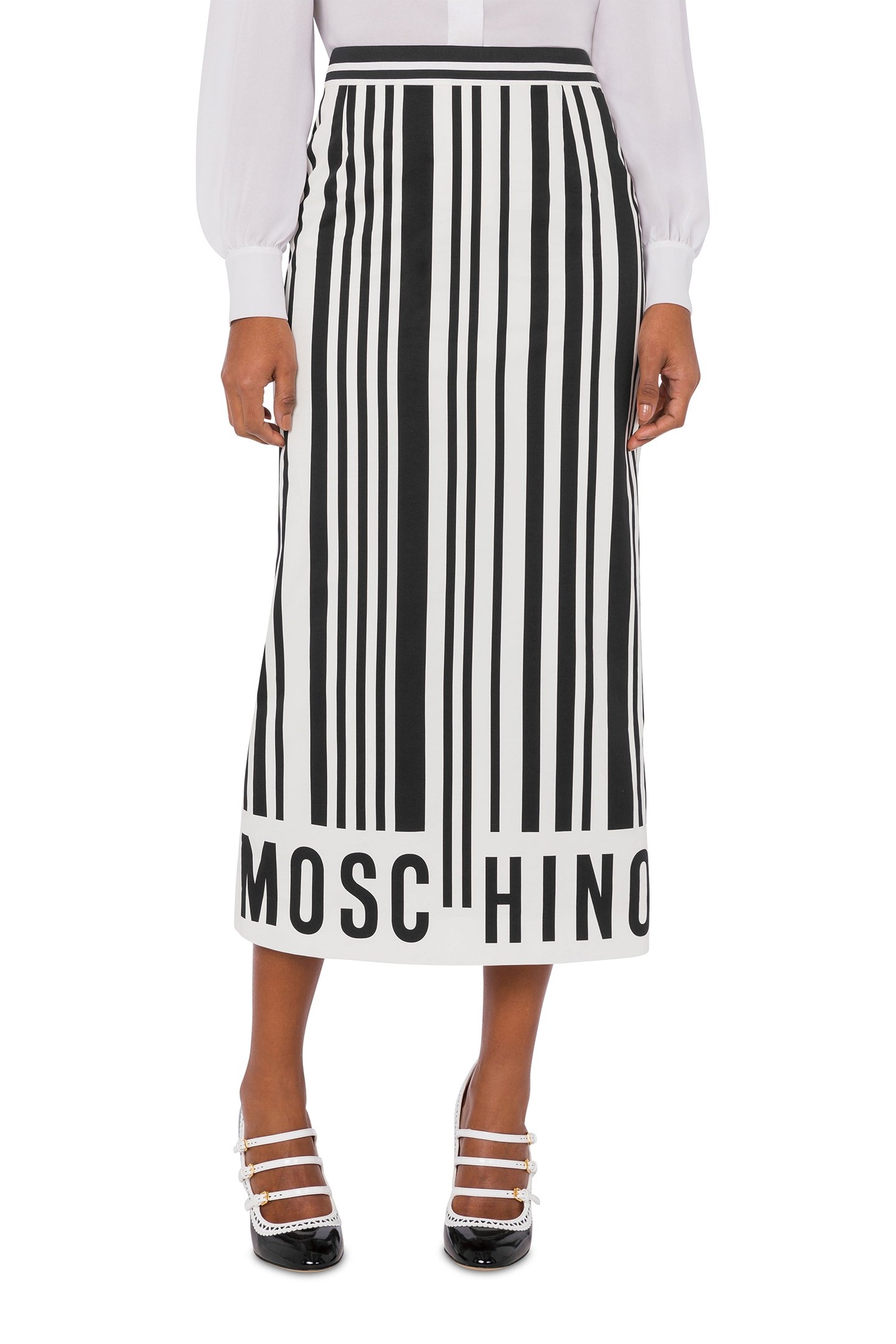BARCODE POPLIN SKIRT WHITE 1