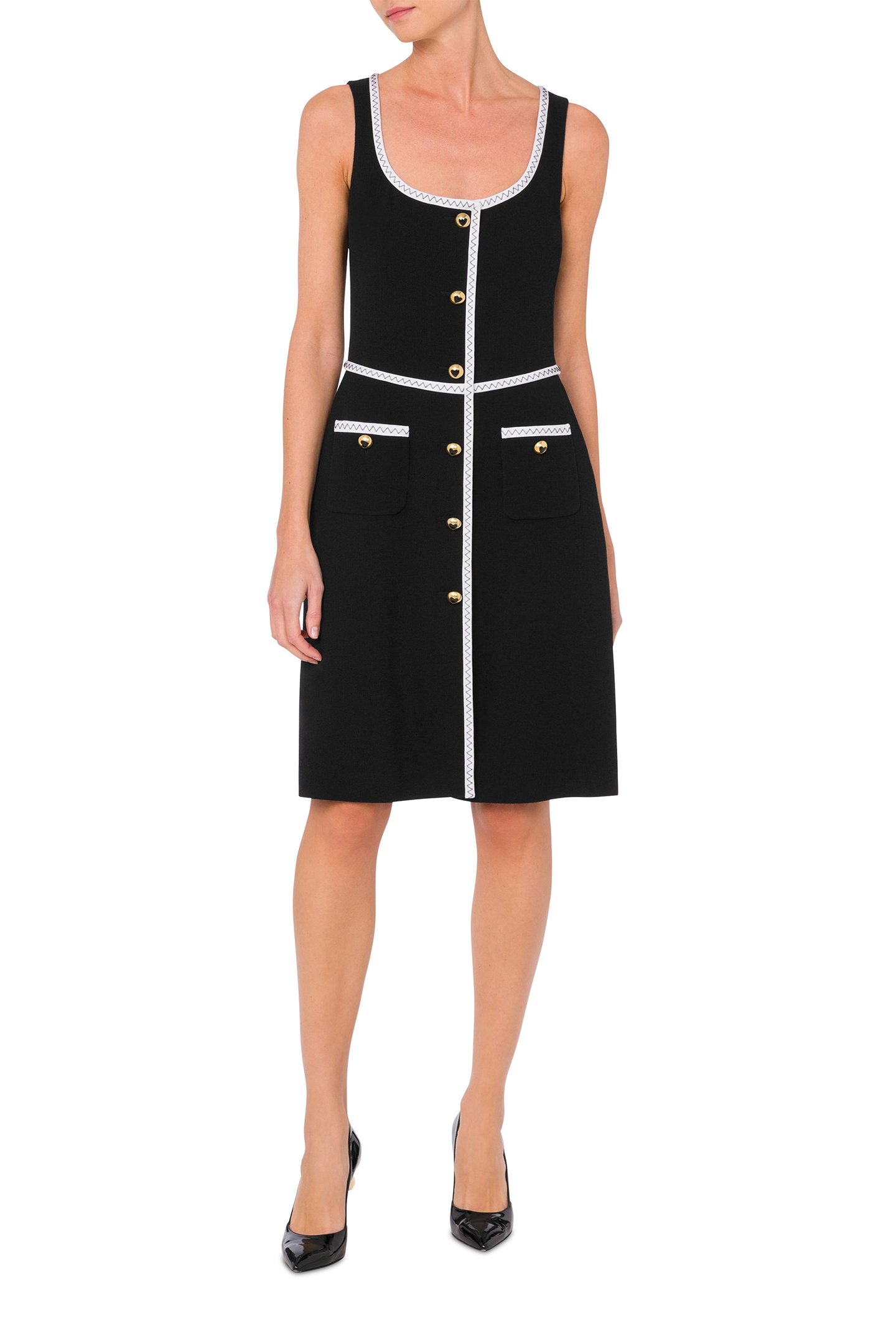 GOLD HEART BUTTONS DRESS BLACK 1