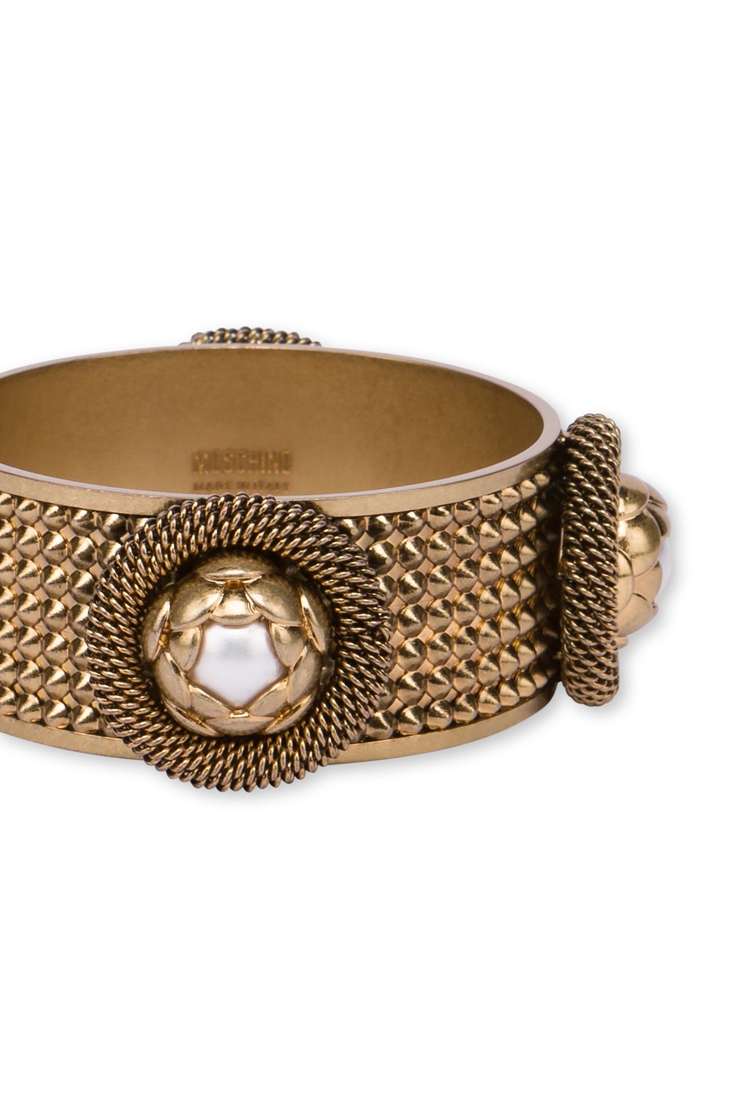 BANGLE BRACELET WITH FLOWERS AND PEARLS GOLD 3